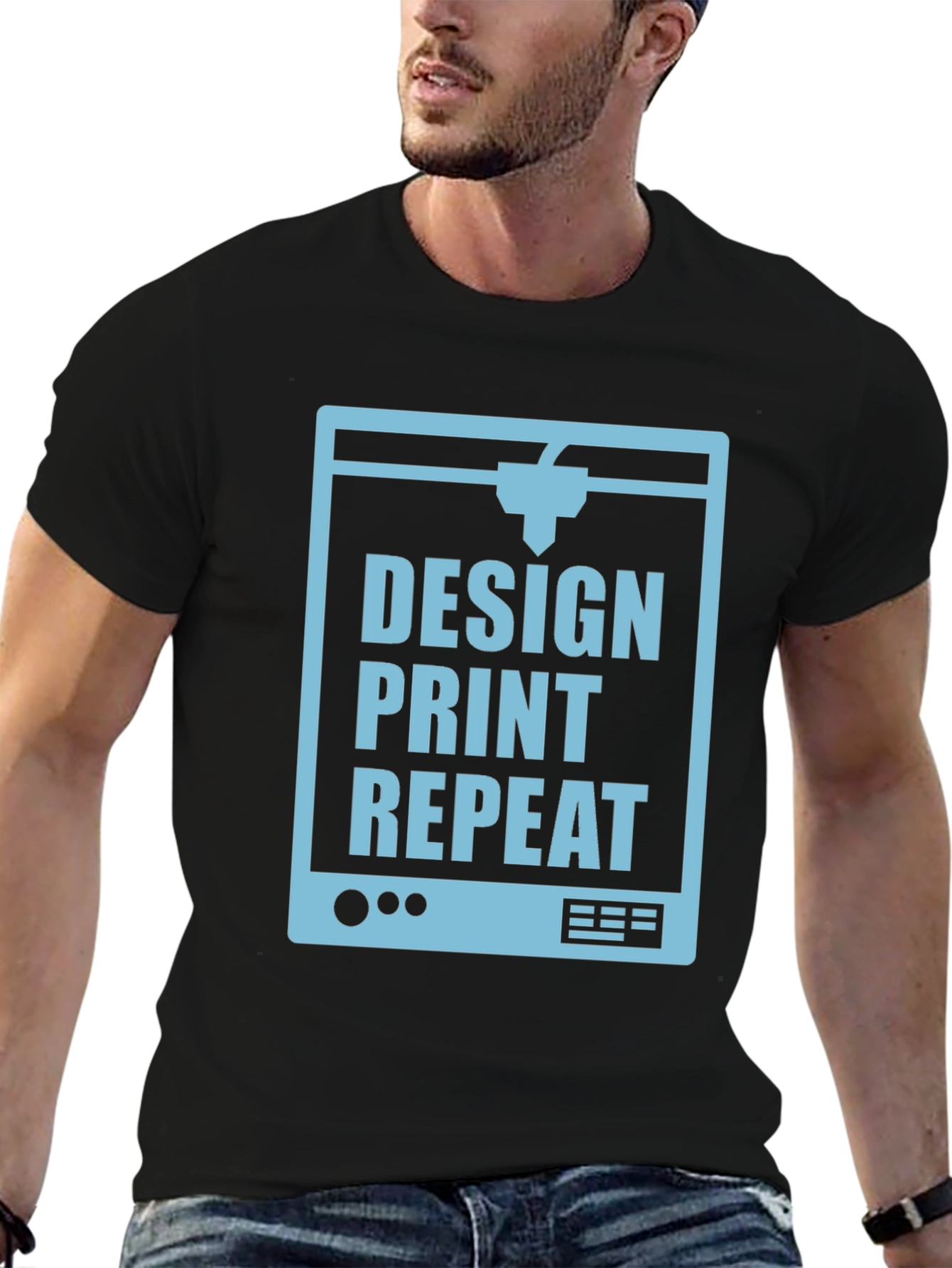 Design Print Repeat 3D Printing Black T-Shirt