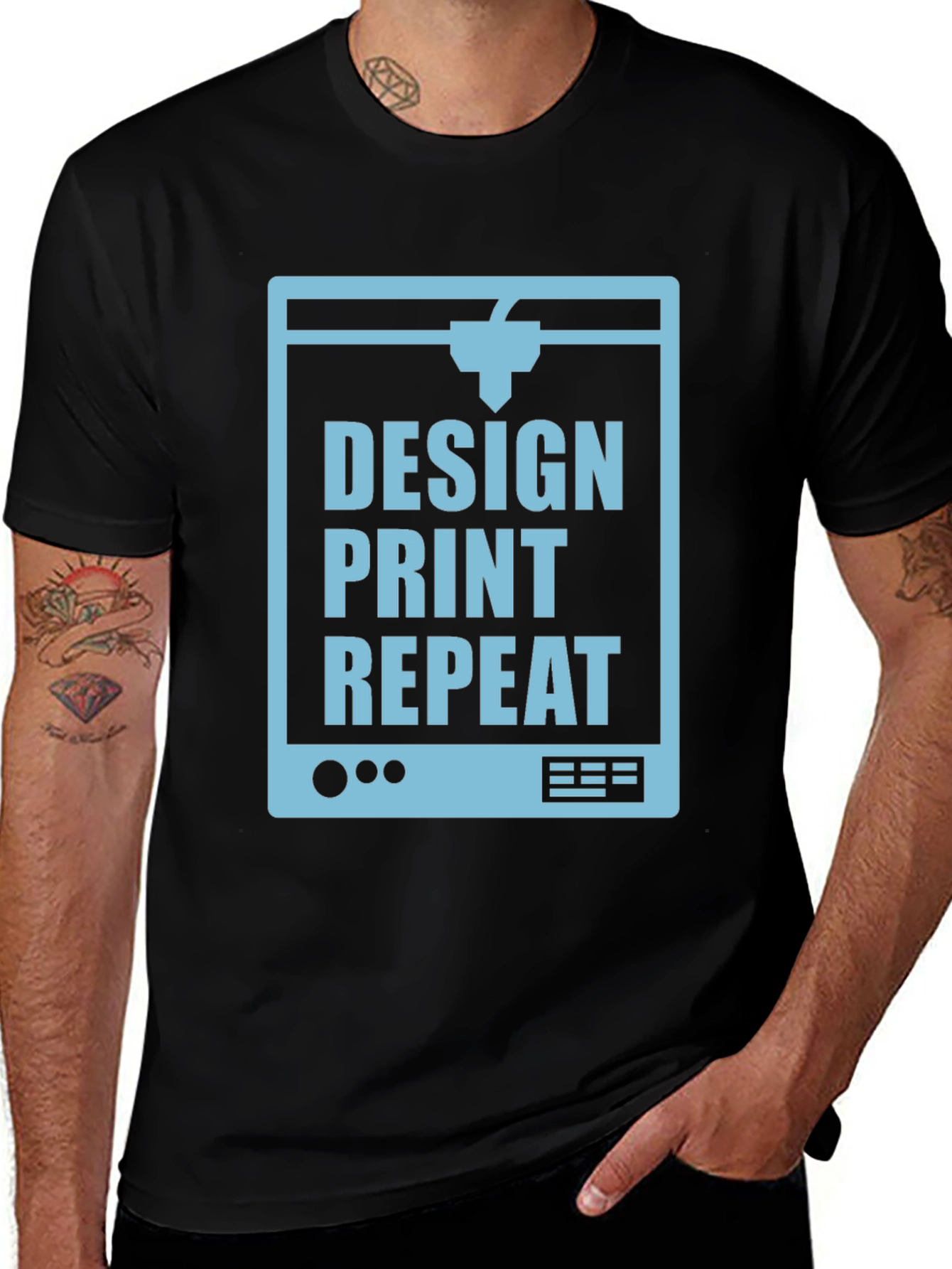 Design Print Repeat 3D Printing Black T-Shirt