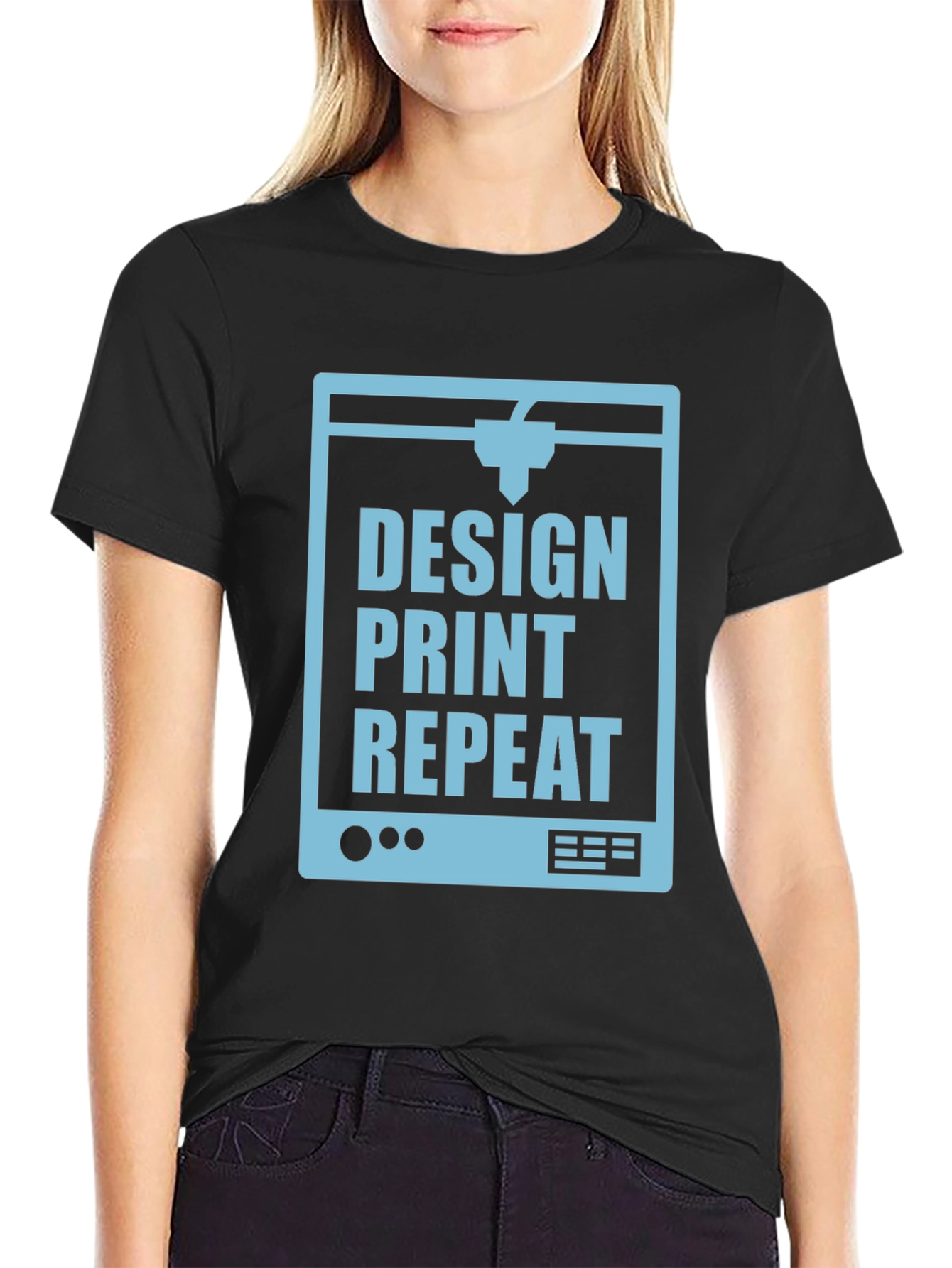 Design Print Repeat 3D Printing Black T-Shirt