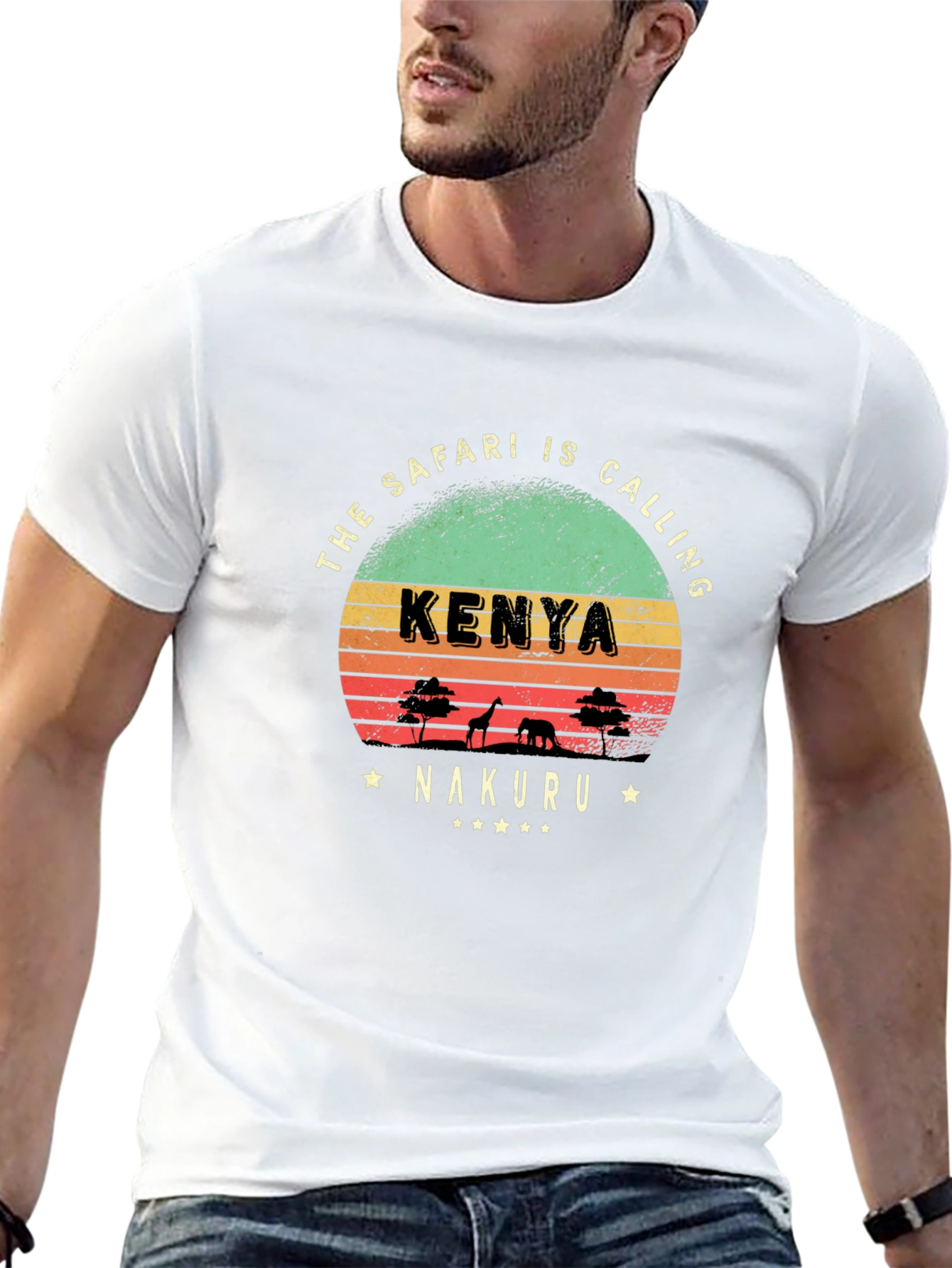 Kenya Safari Calling T-Shirt - Nakuru Retro Design