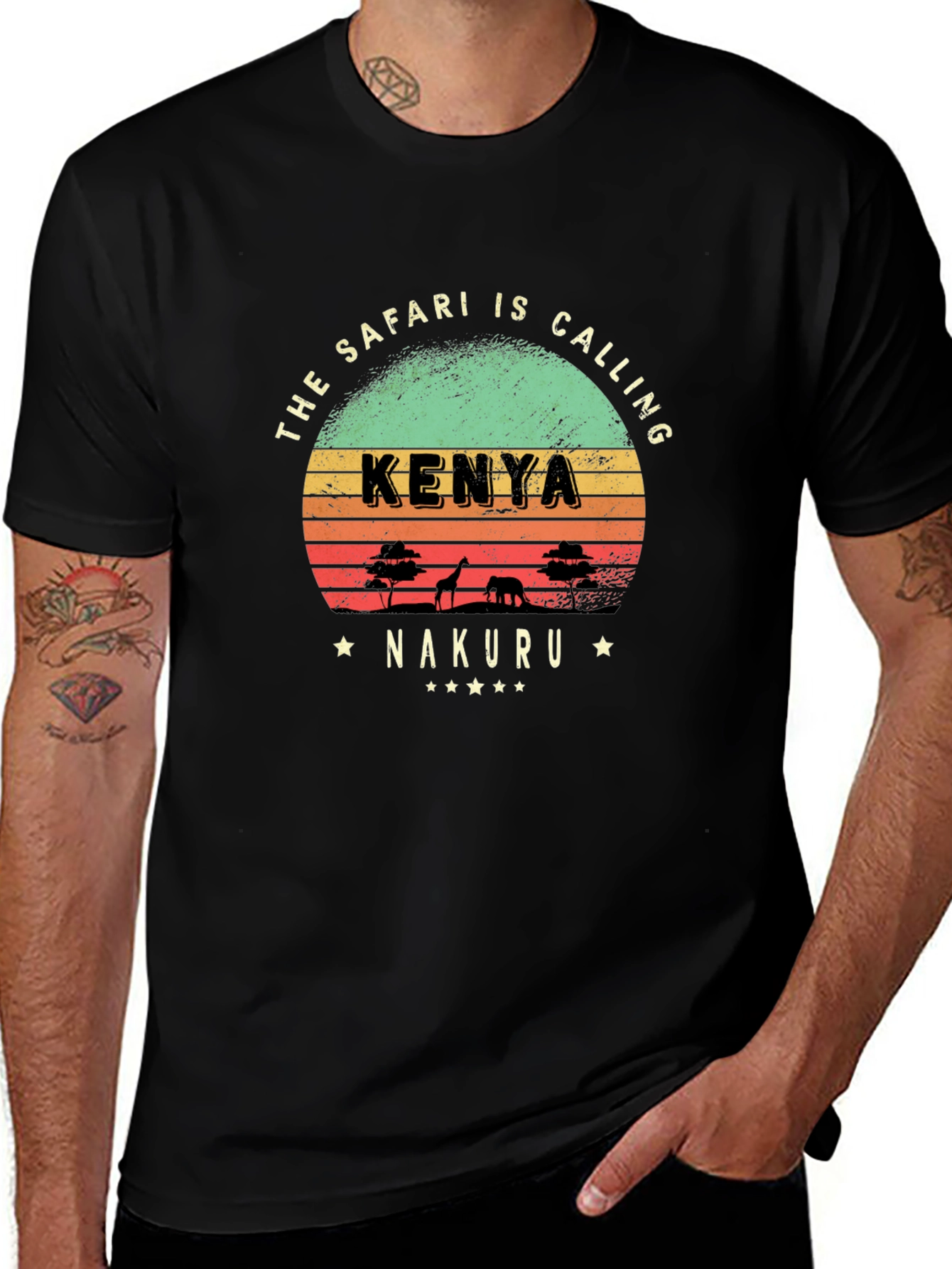 Kenya Safari Calling T-Shirt - Nakuru Retro Design