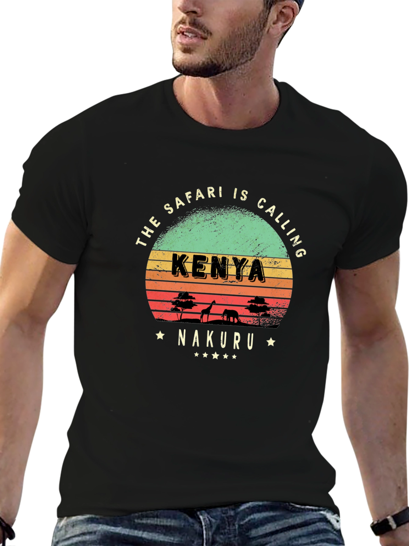 Kenya Safari Calling T-Shirt - Nakuru Retro Design