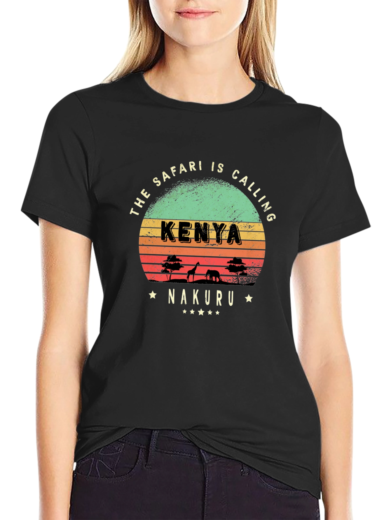 Kenya Safari Calling T-Shirt - Nakuru Retro Design