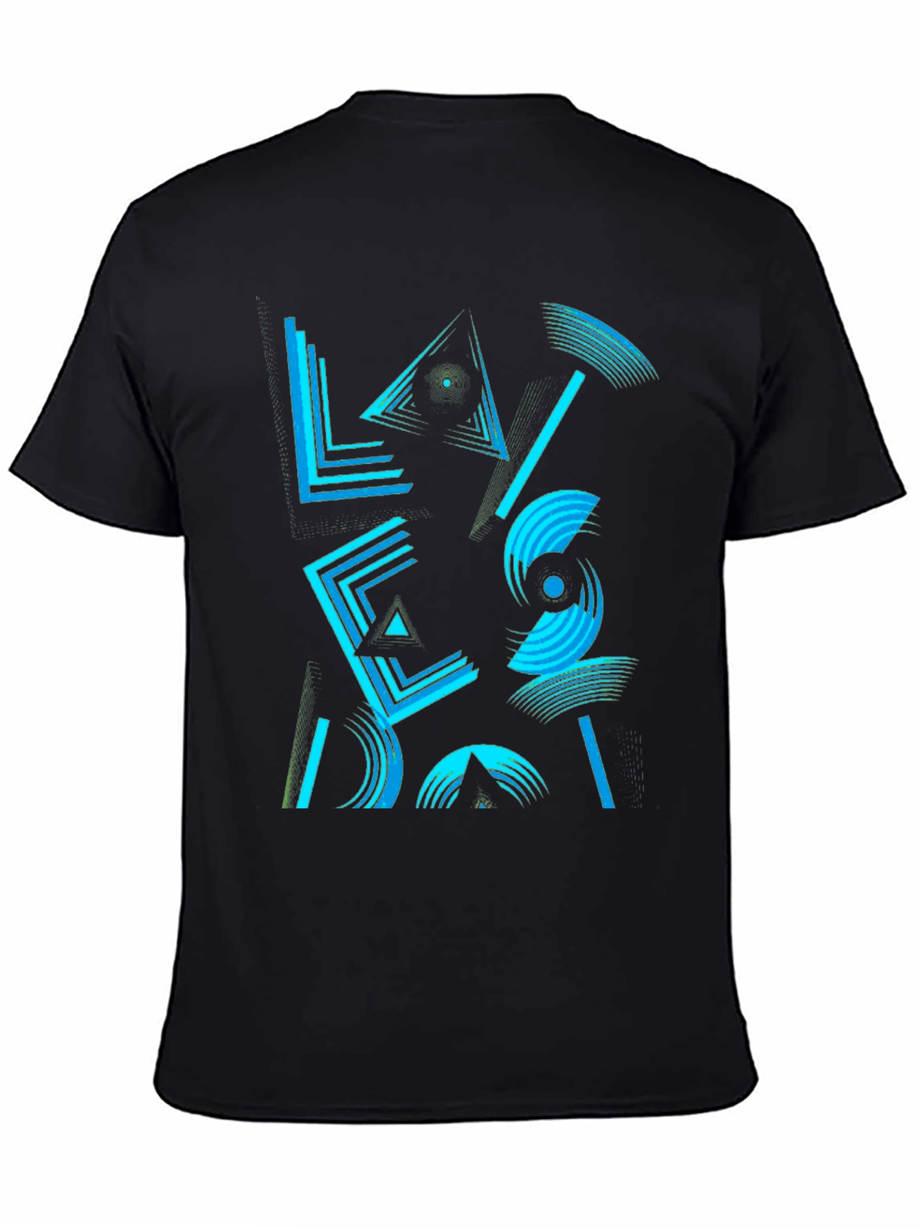 Geometric Graphic Print Mens Black T-Shirt