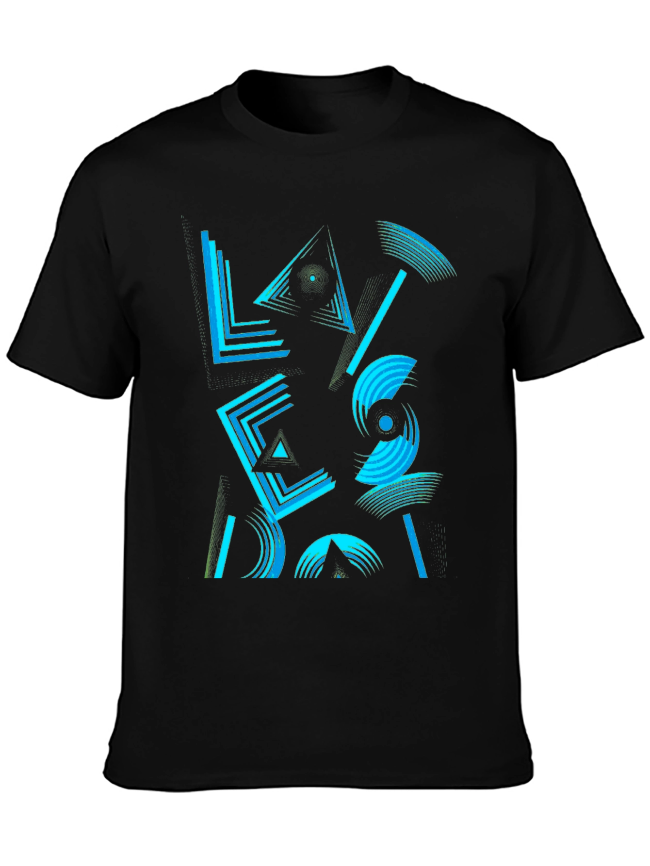 Geometric Graphic Print Mens Black T-Shirt