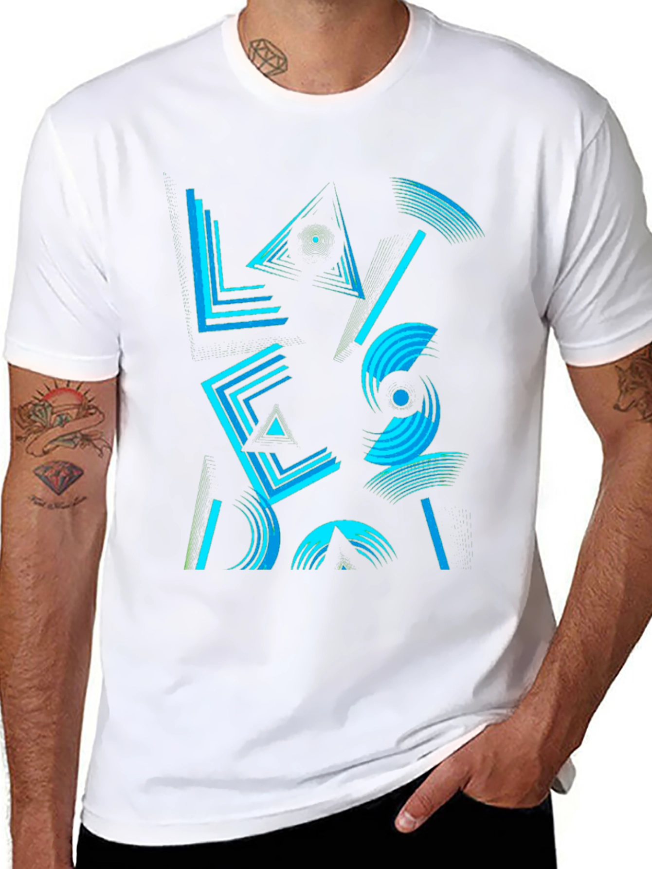 Geometric Graphic Print Mens Black T-Shirt