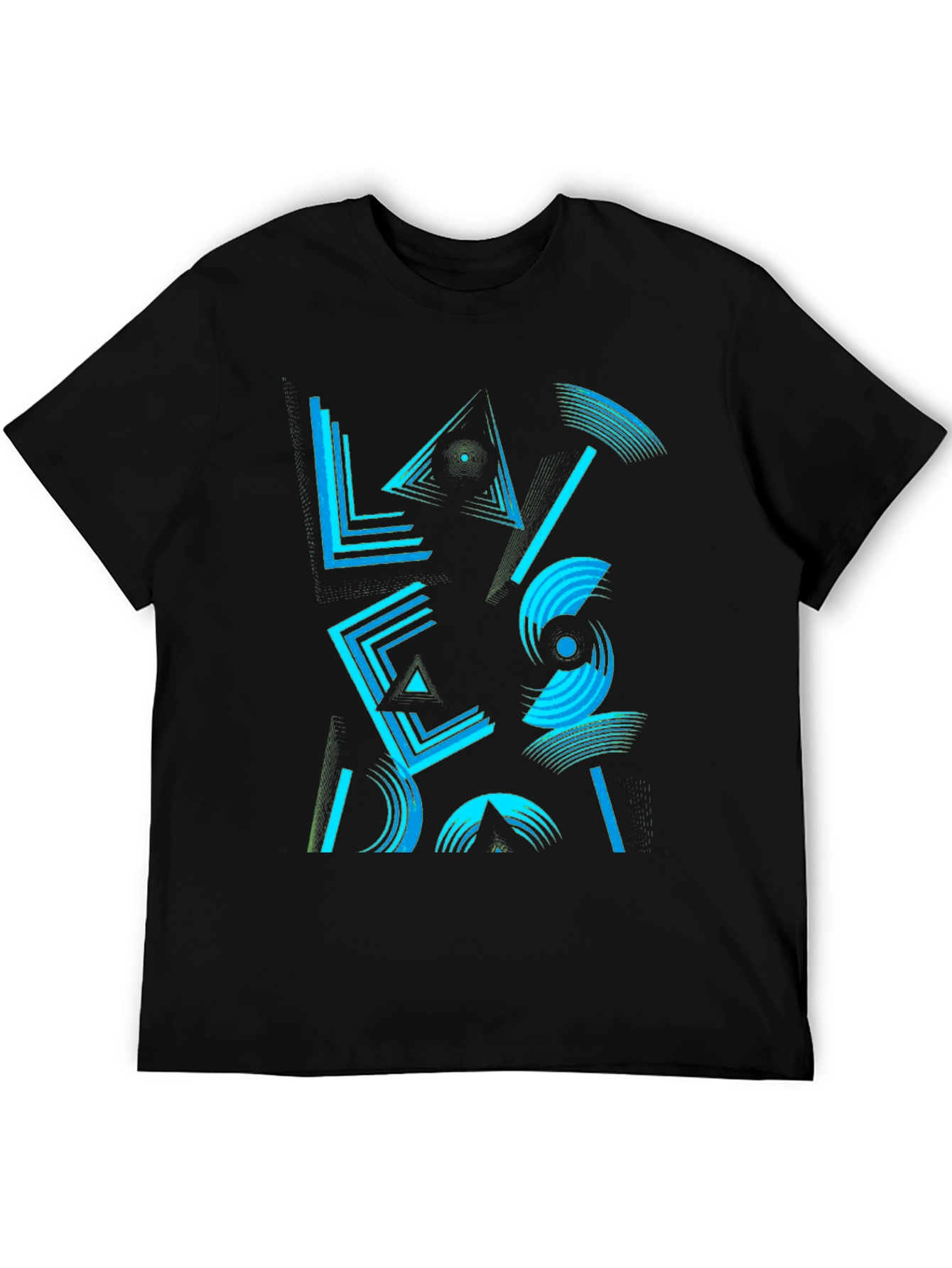 Geometric Graphic Print Mens Black T-Shirt