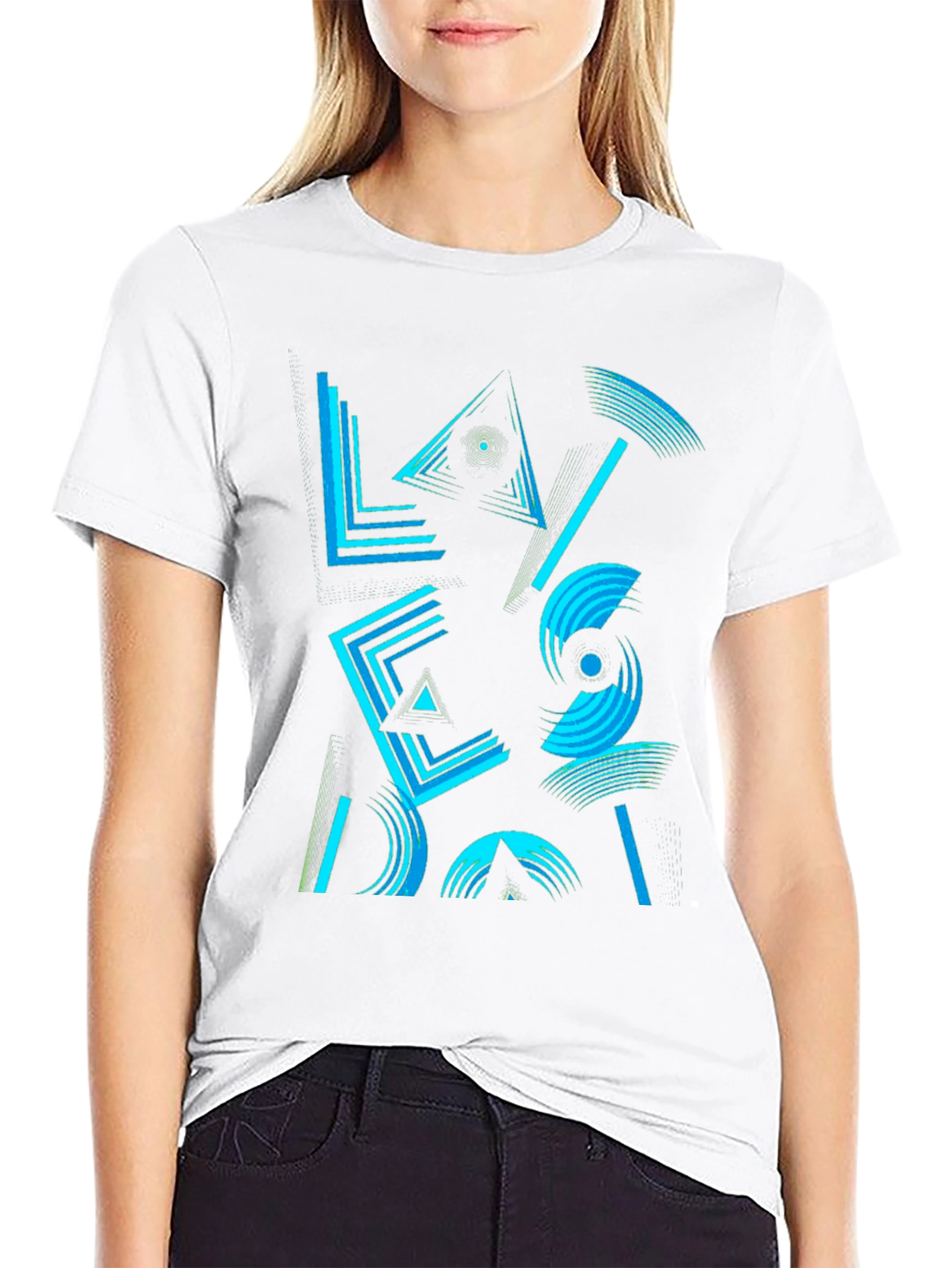 Geometric Graphic Print Mens Black T-Shirt