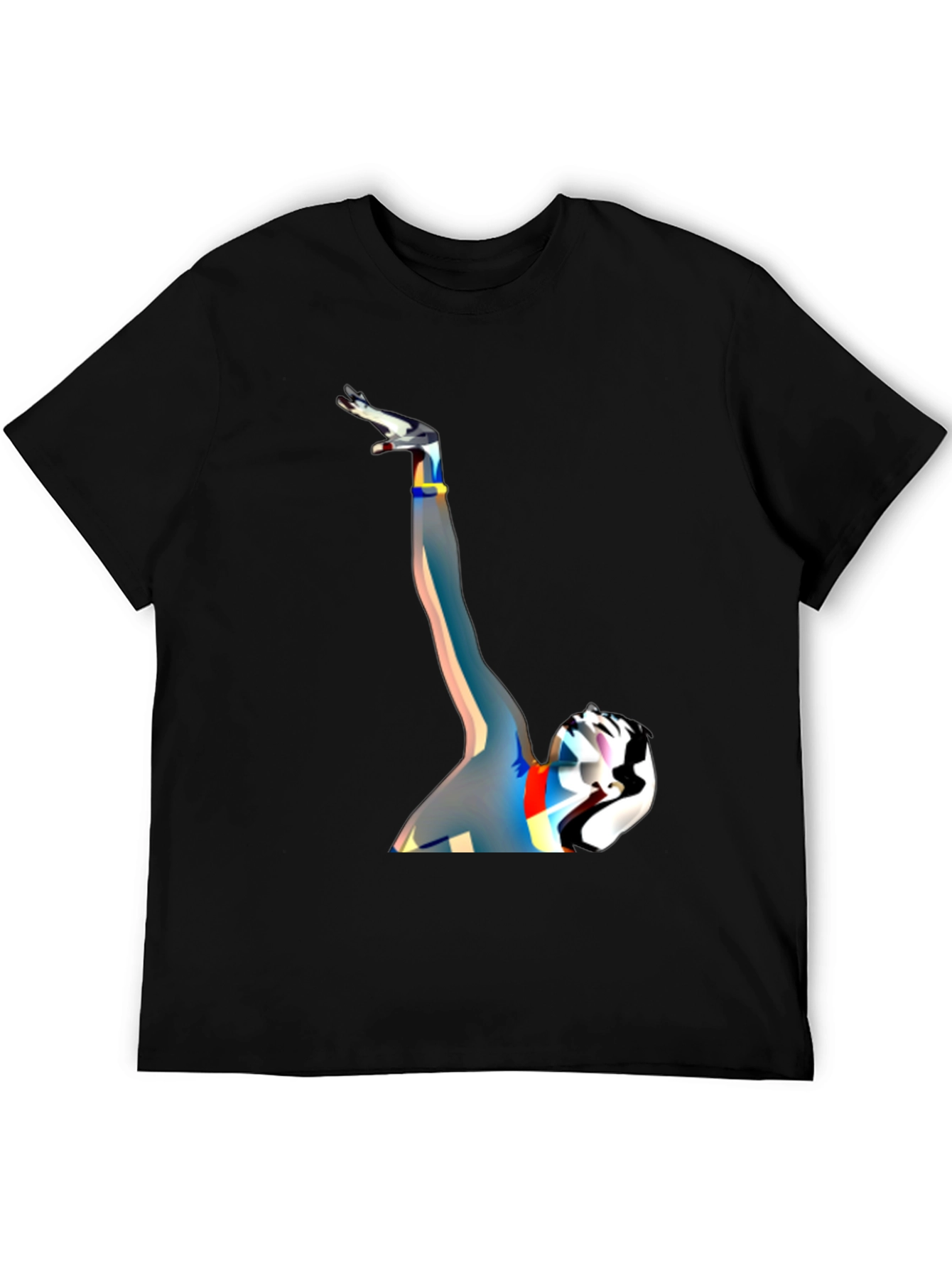 Abstract Art Graphic Tee - Black Cotton Blend