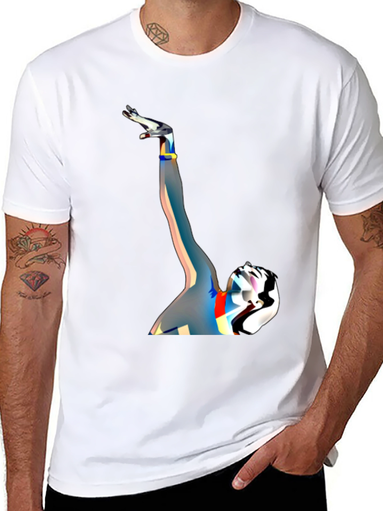 Abstract Art Graphic Tee - Black Cotton Blend