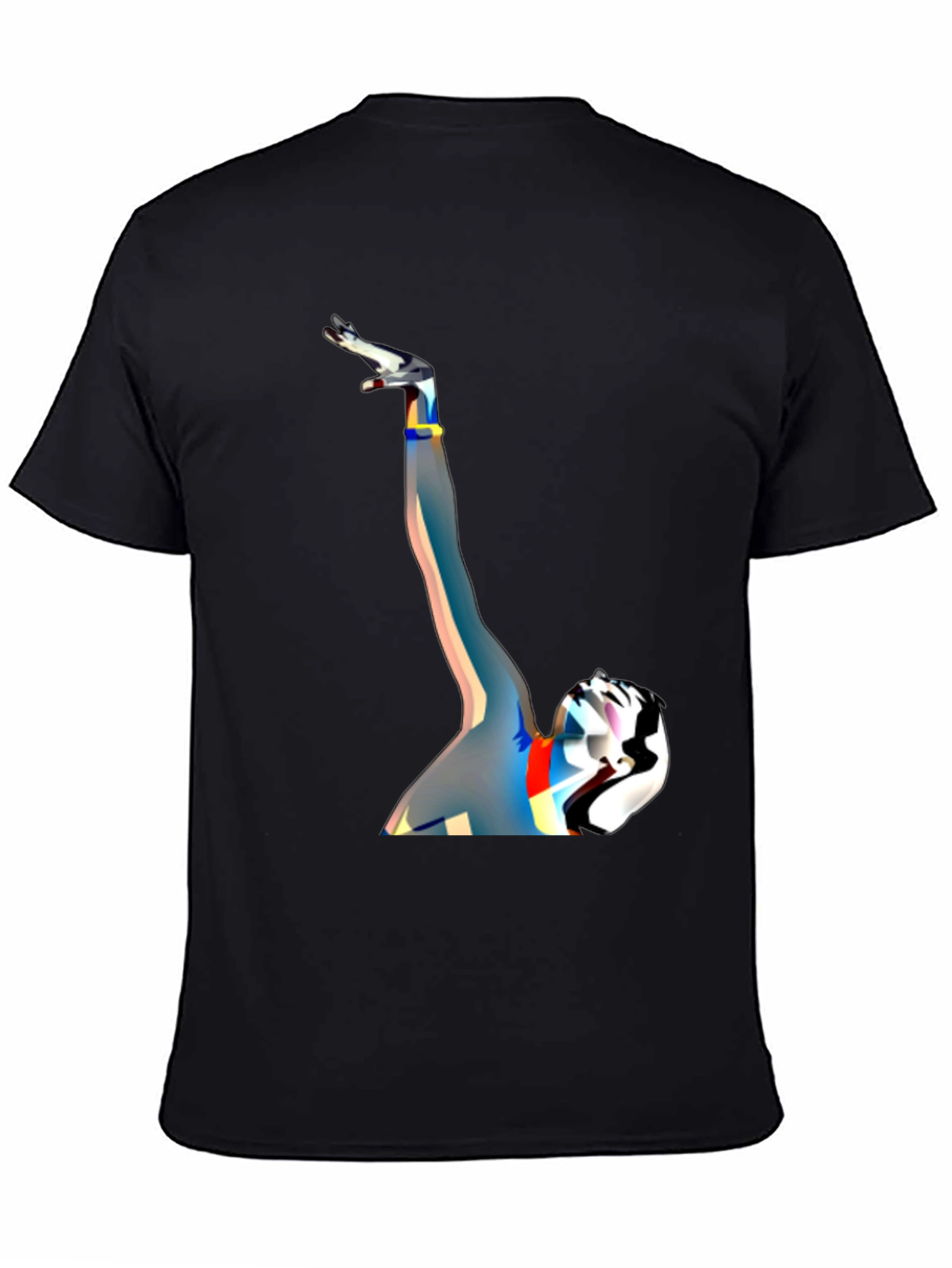 Abstract Art Graphic Tee - Black Cotton Blend