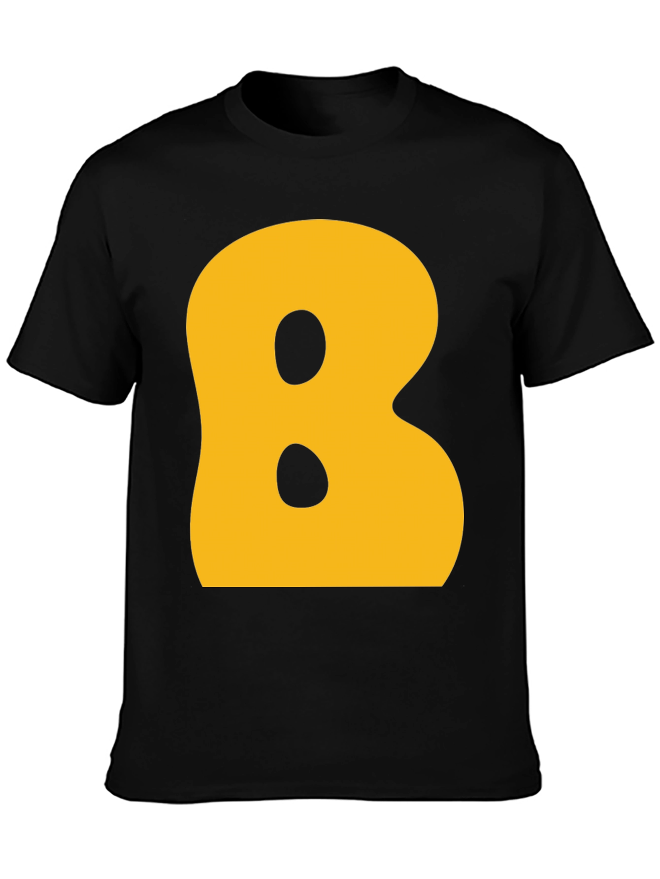Letter B Graphic T-Shirt - Black Cotton Blend
