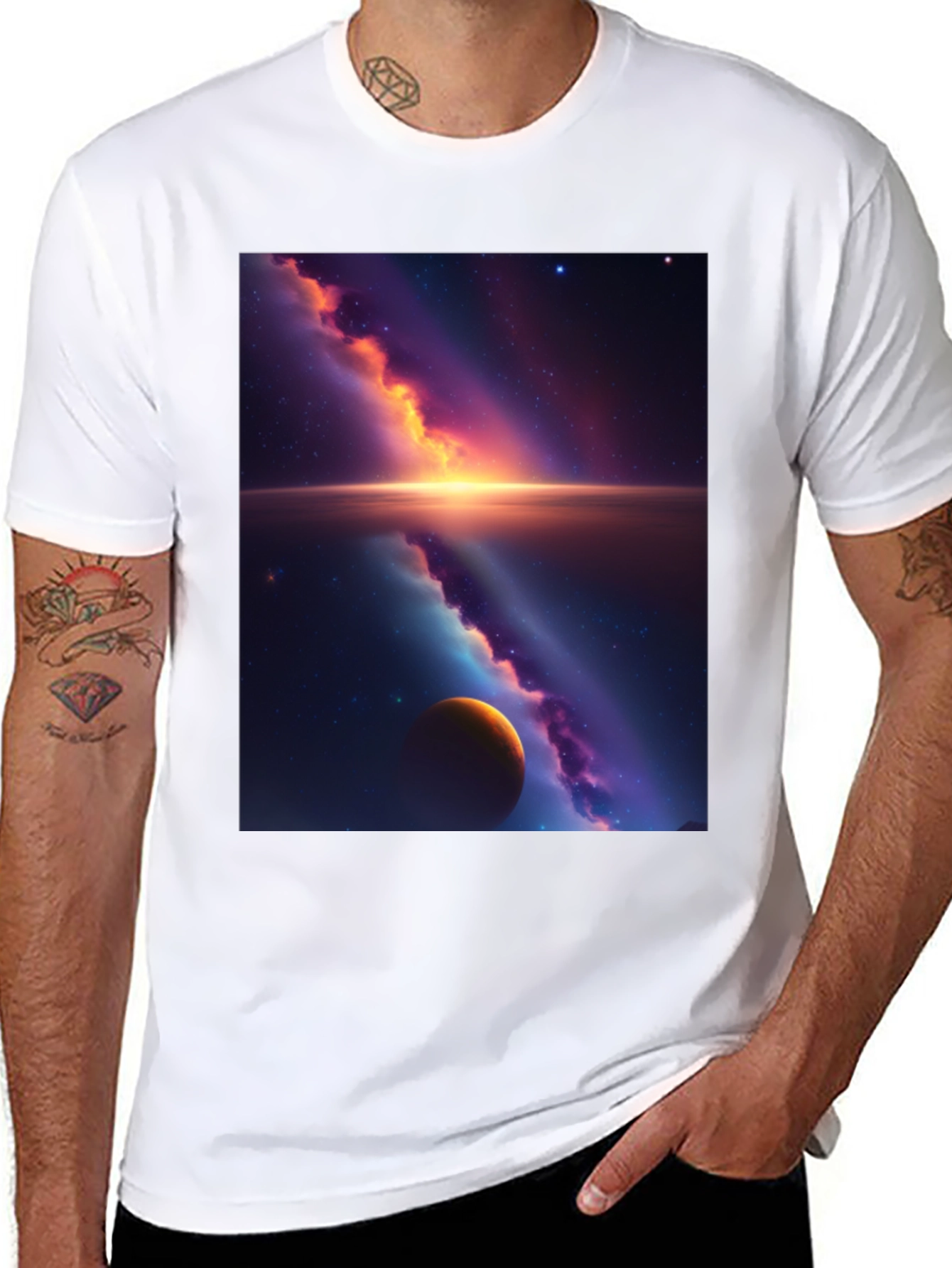 Galaxy Graphic Tee - Black Cotton Blend