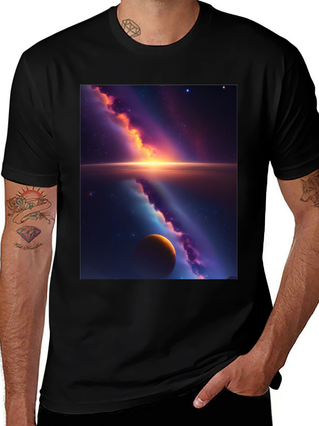 Galaxy Graphic Tee - Black Cotton Blend
