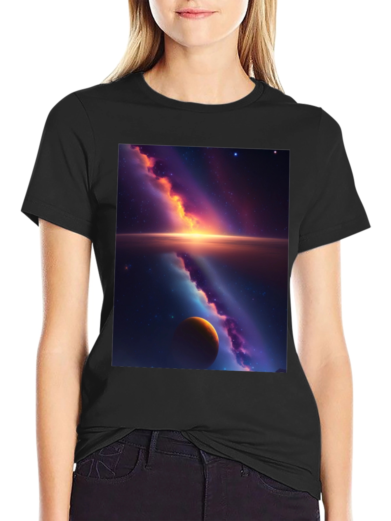 Galaxy Graphic Tee - Black Cotton Blend