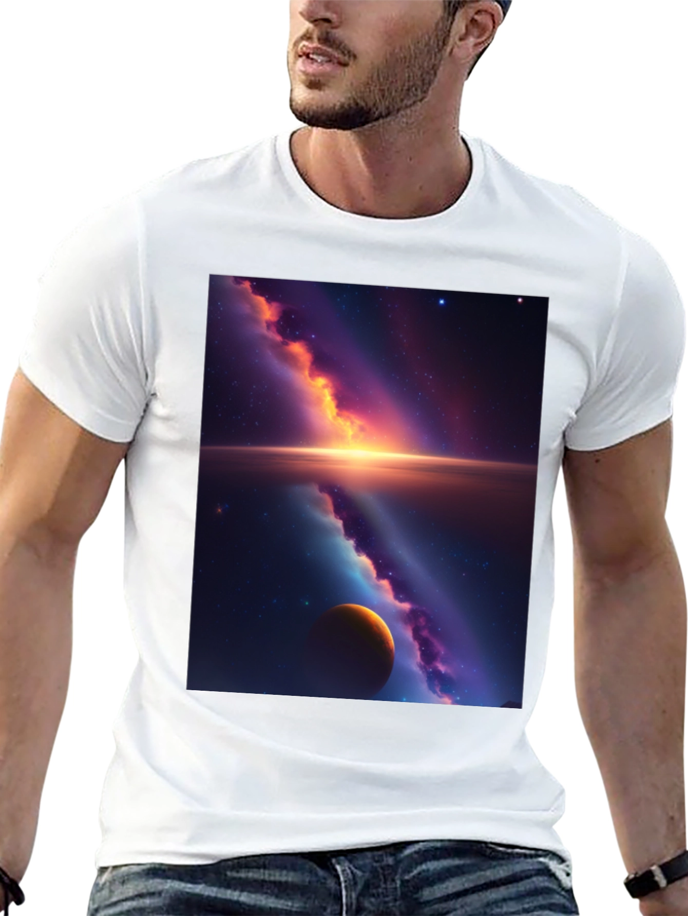 Galaxy Graphic Tee - Black Cotton Blend