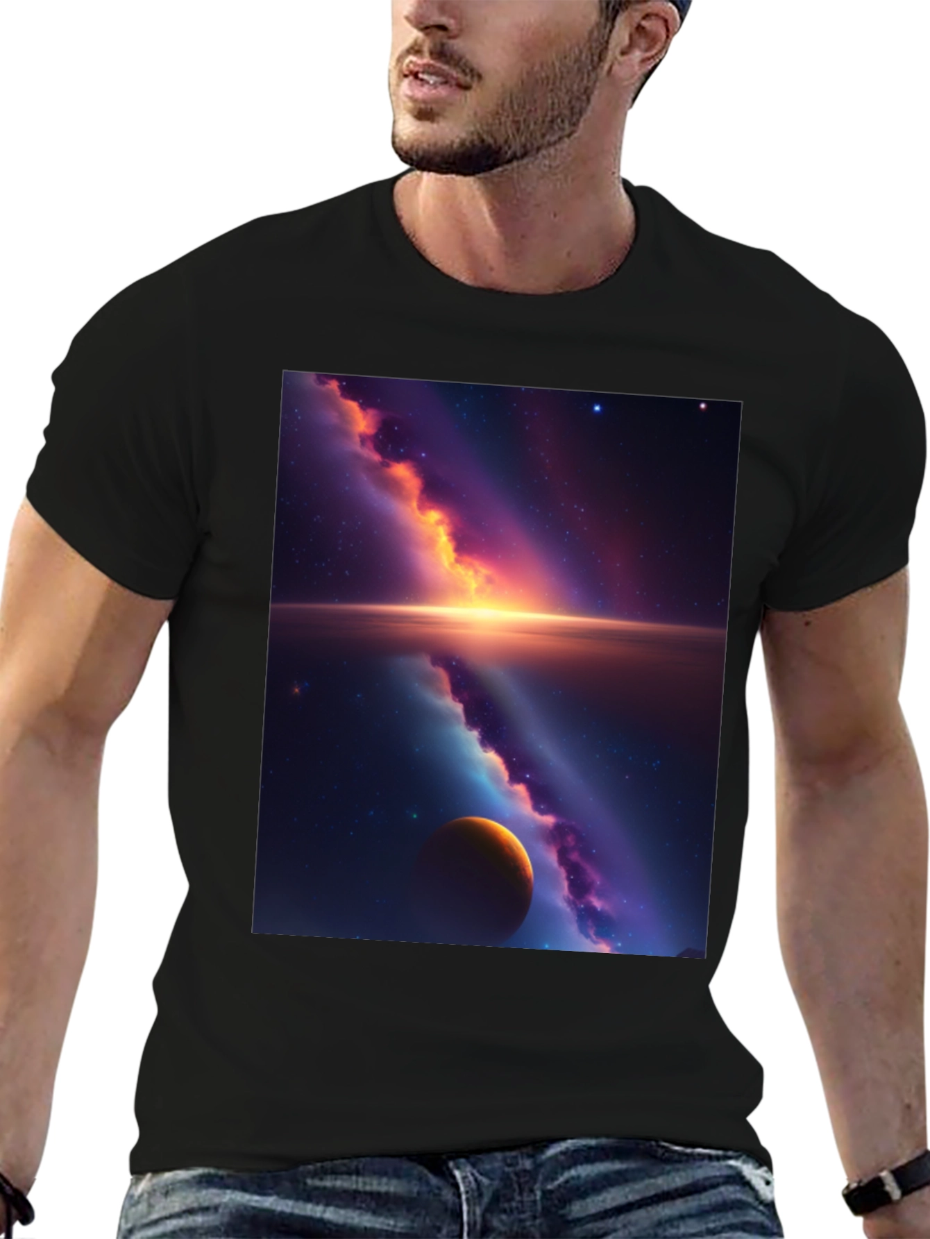 Galaxy Graphic Tee - Black Cotton Blend