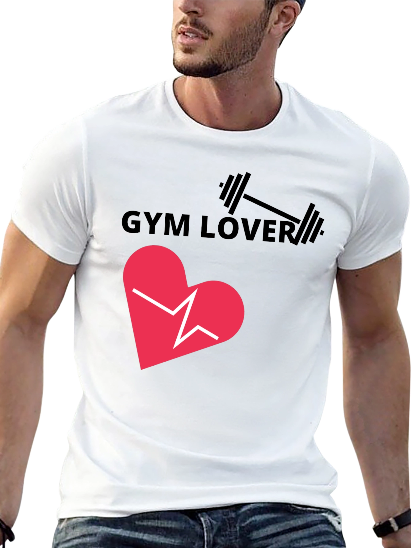 Gym Lover Graphic T-Shirt - Heartbeat Design