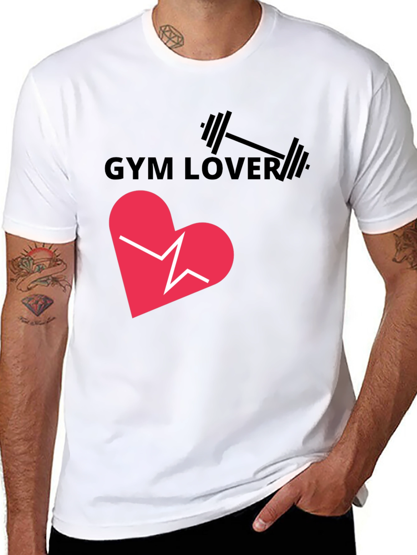 Gym Lover Graphic T-Shirt - Heartbeat Design