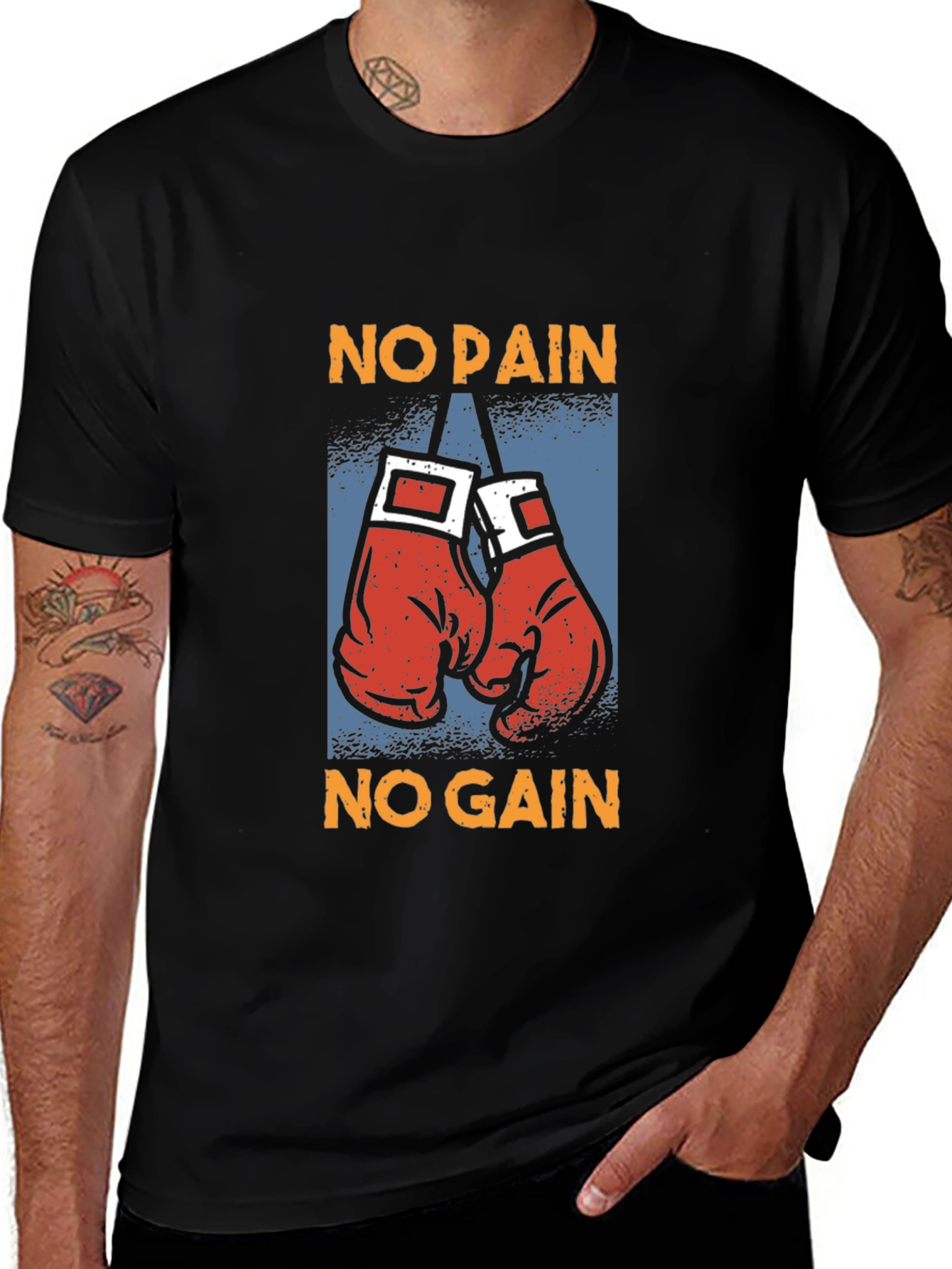 No Pain No Gain Boxing Gloves Graphic Tee
