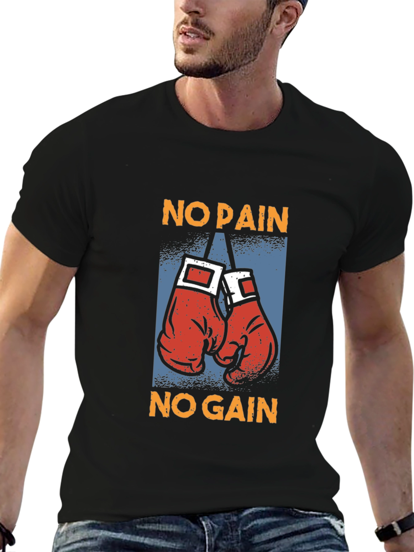 No Pain No Gain Boxing Gloves Graphic Tee