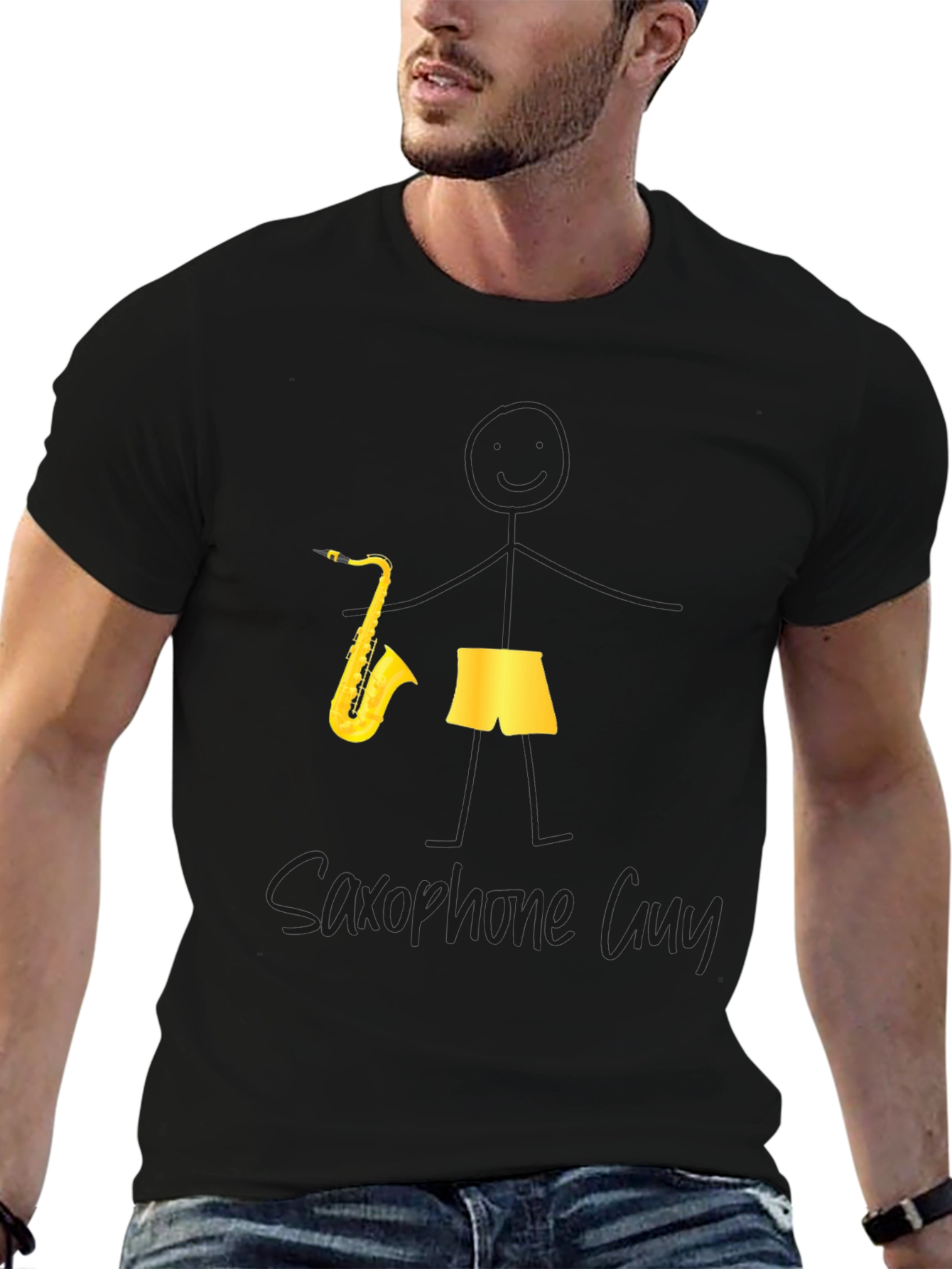 Saxophone Guy Graphic Tee - Black T-Shirt