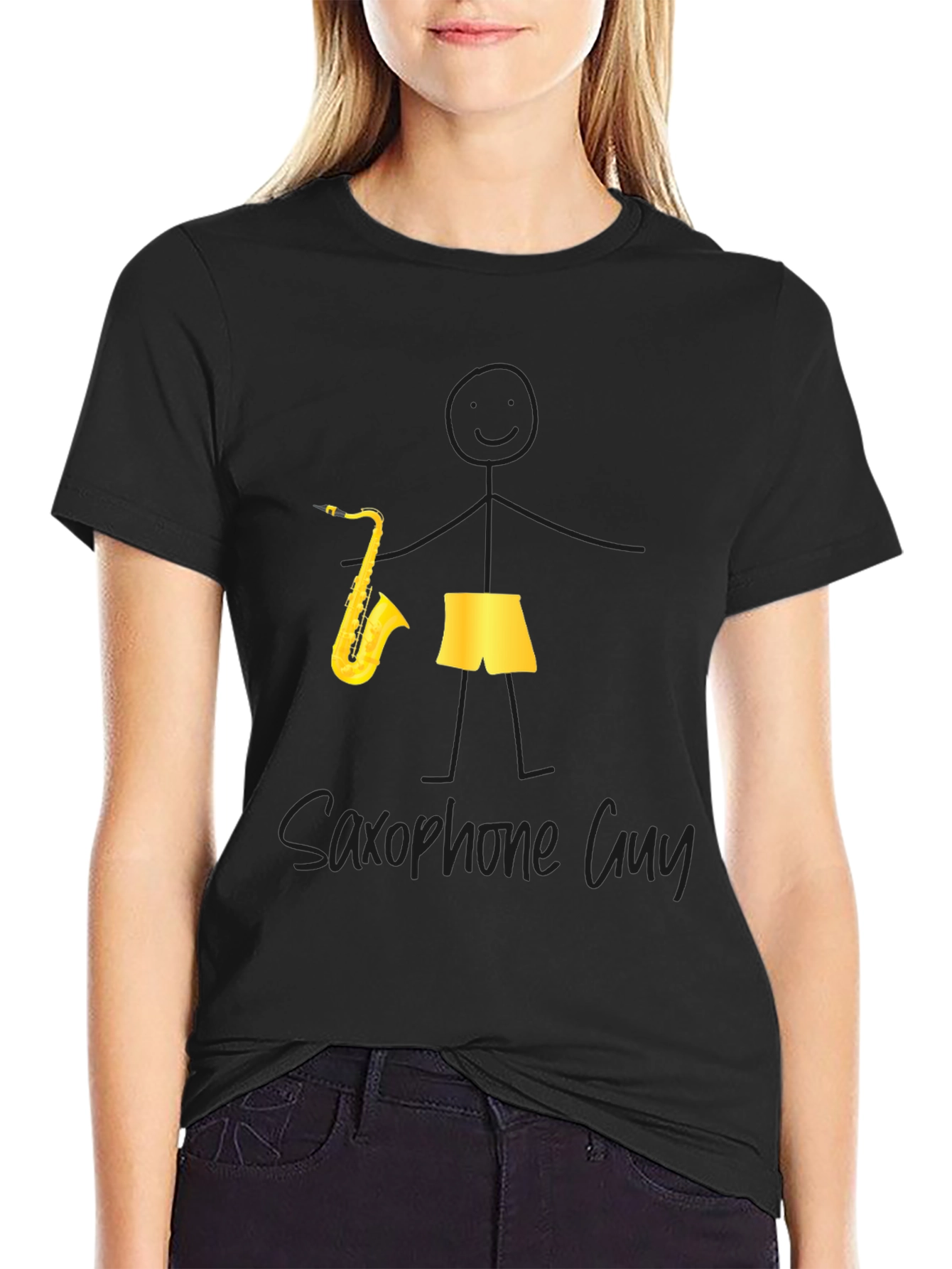 Saxophone Guy Graphic Tee - Black T-Shirt