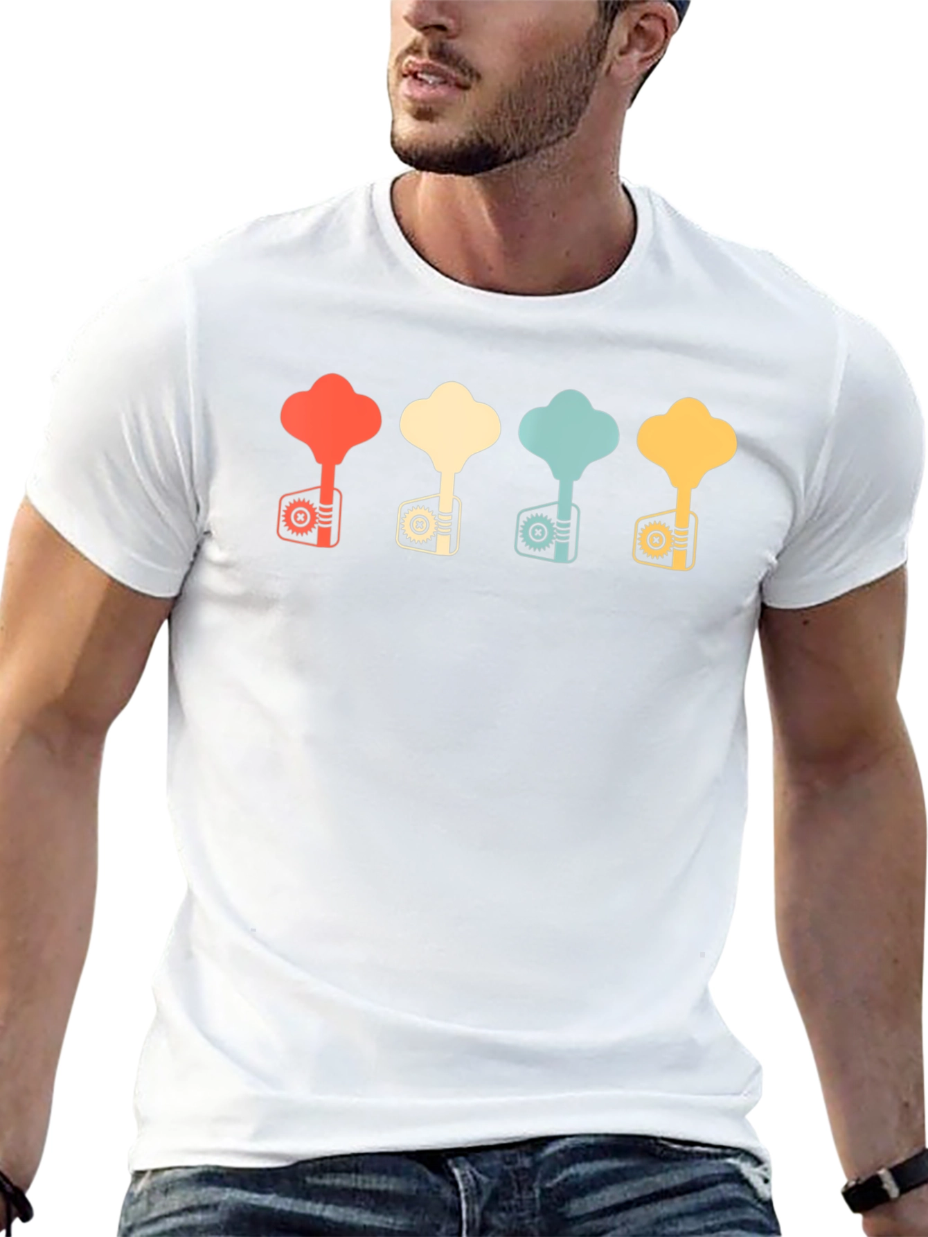 Retro Bass Guitar Tuning Key T-Shirt