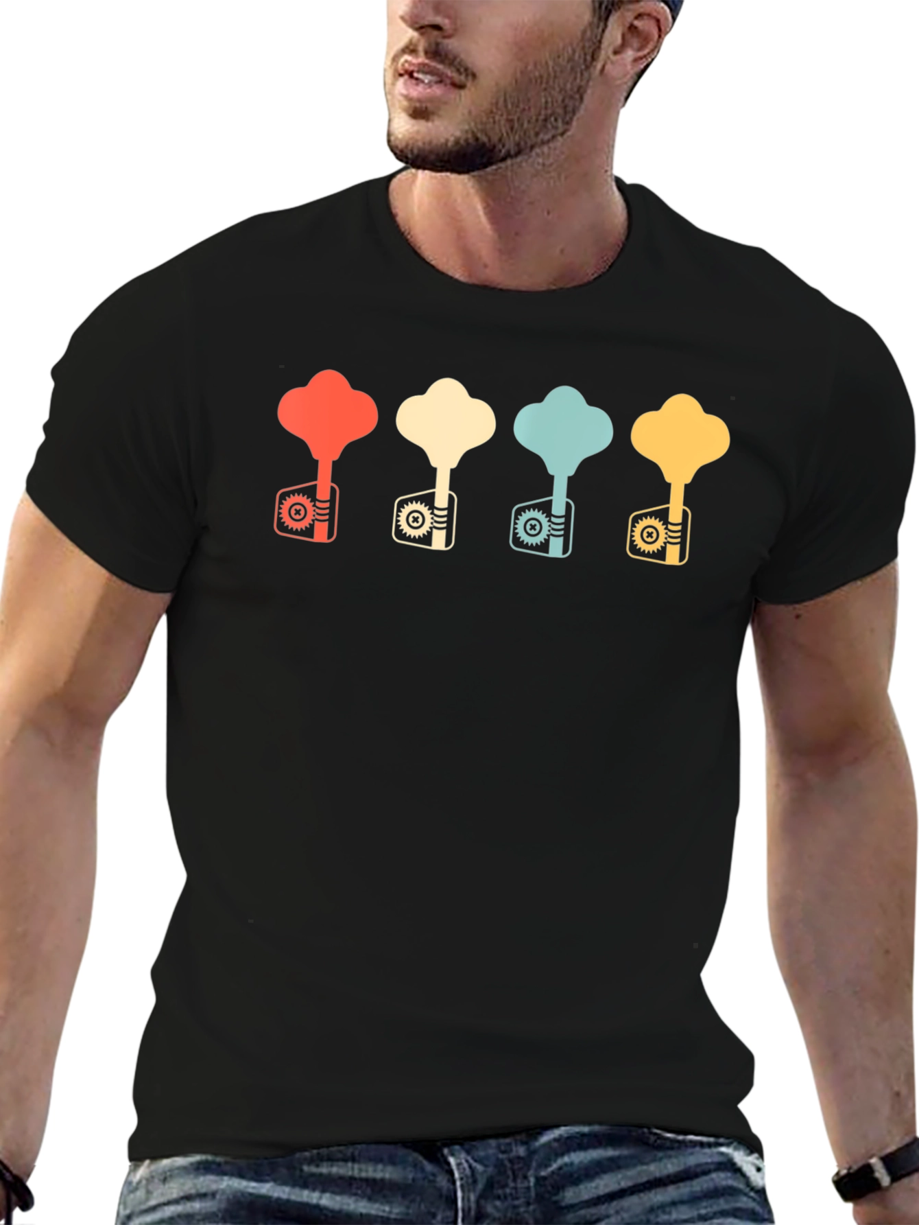 Retro Bass Guitar Tuning Key T-Shirt