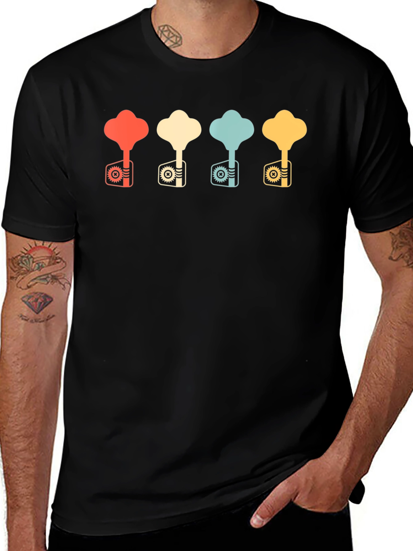 Retro Bass Guitar Tuning Key T-Shirt