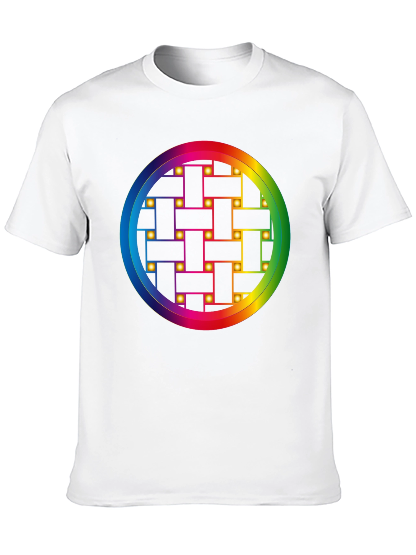 Rainbow Weave Circle Graphic T-Shirt