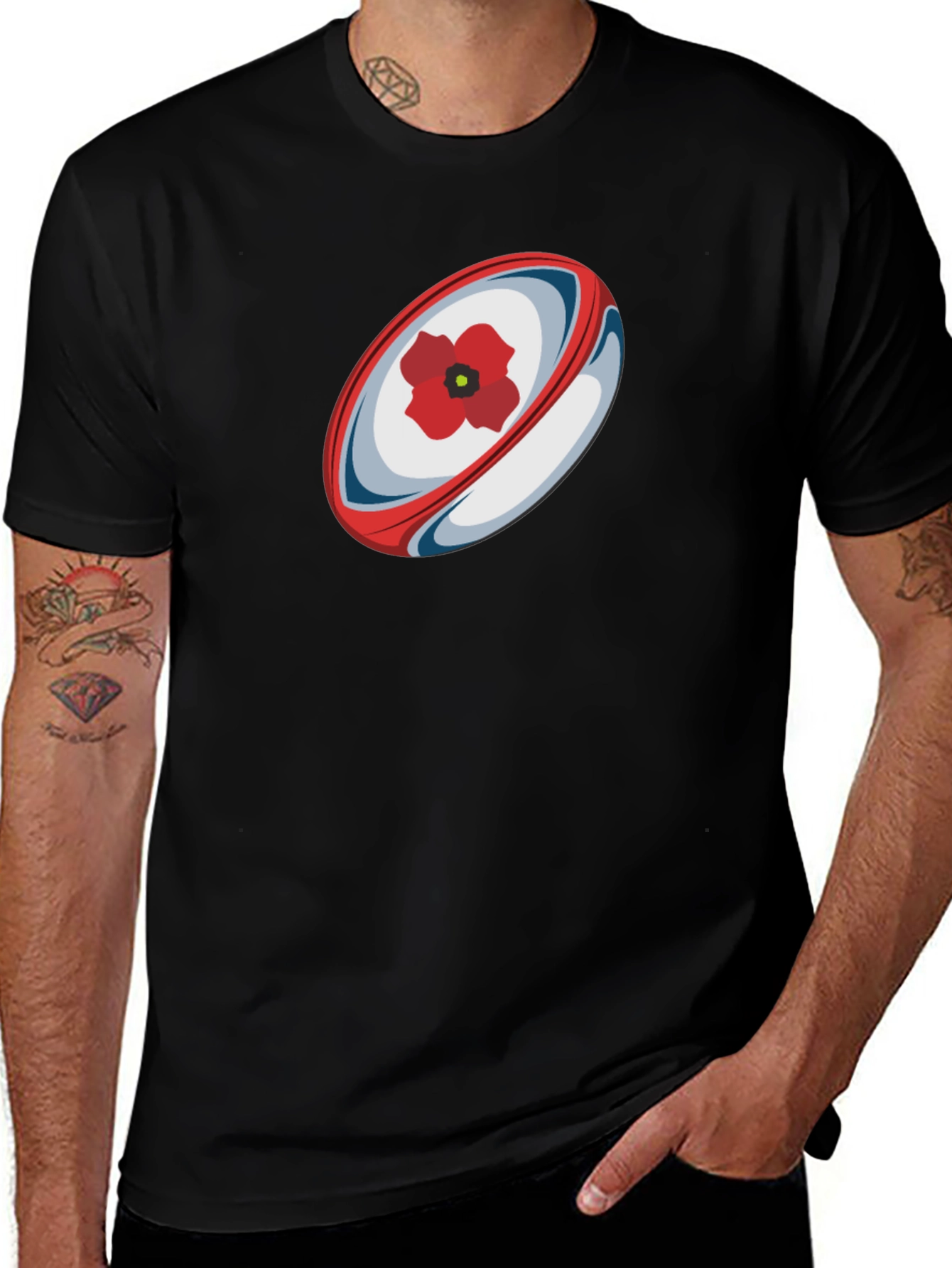 Rugby Ball Poppy Graphic T-Shirt