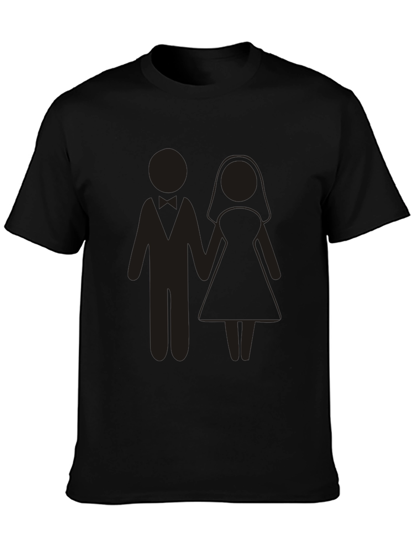 Wedding Couple Graphic Tee - Black Cotton Blend