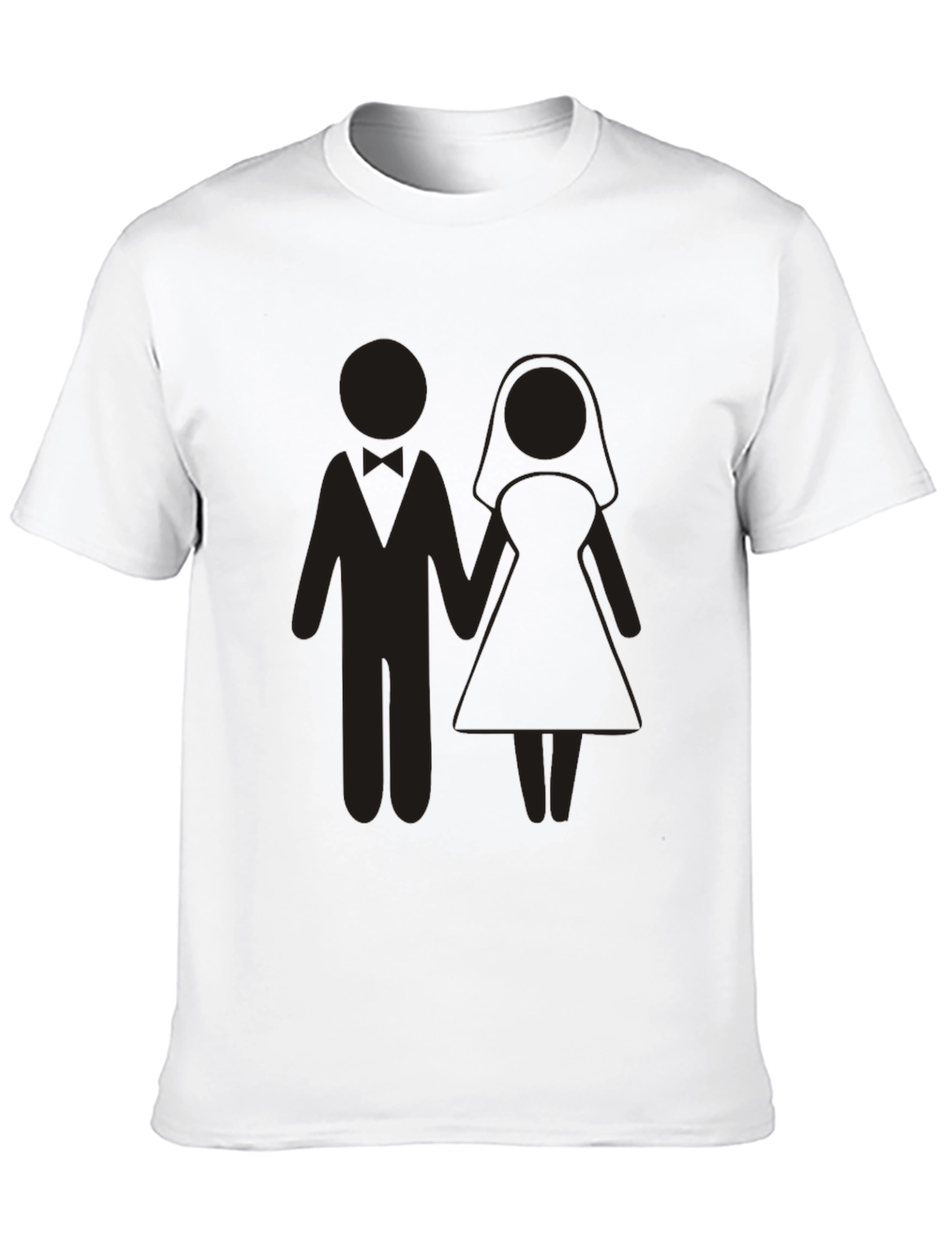 Wedding Couple Graphic Tee - Black Cotton Blend