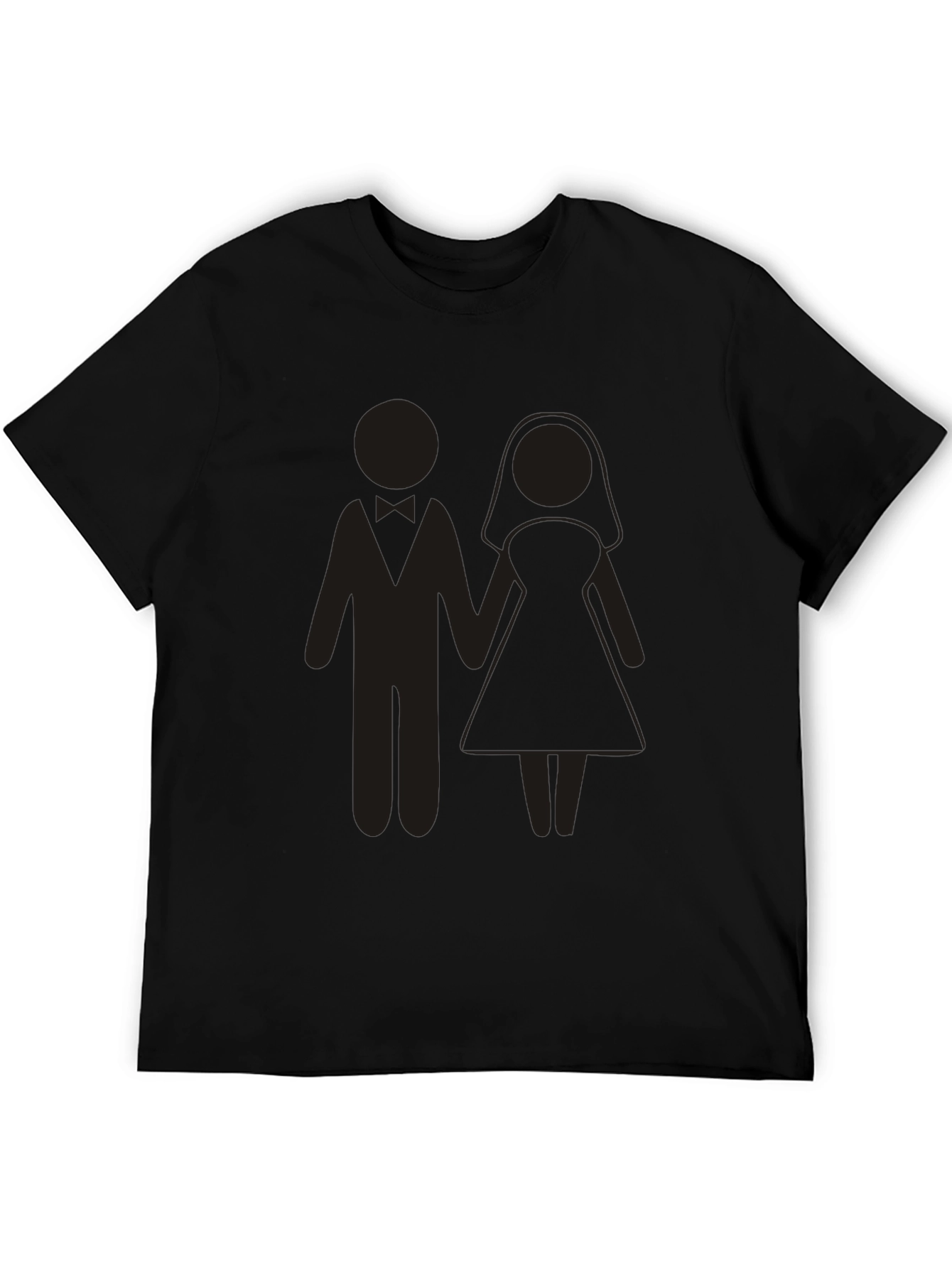 Wedding Couple Graphic Tee - Black Cotton Blend