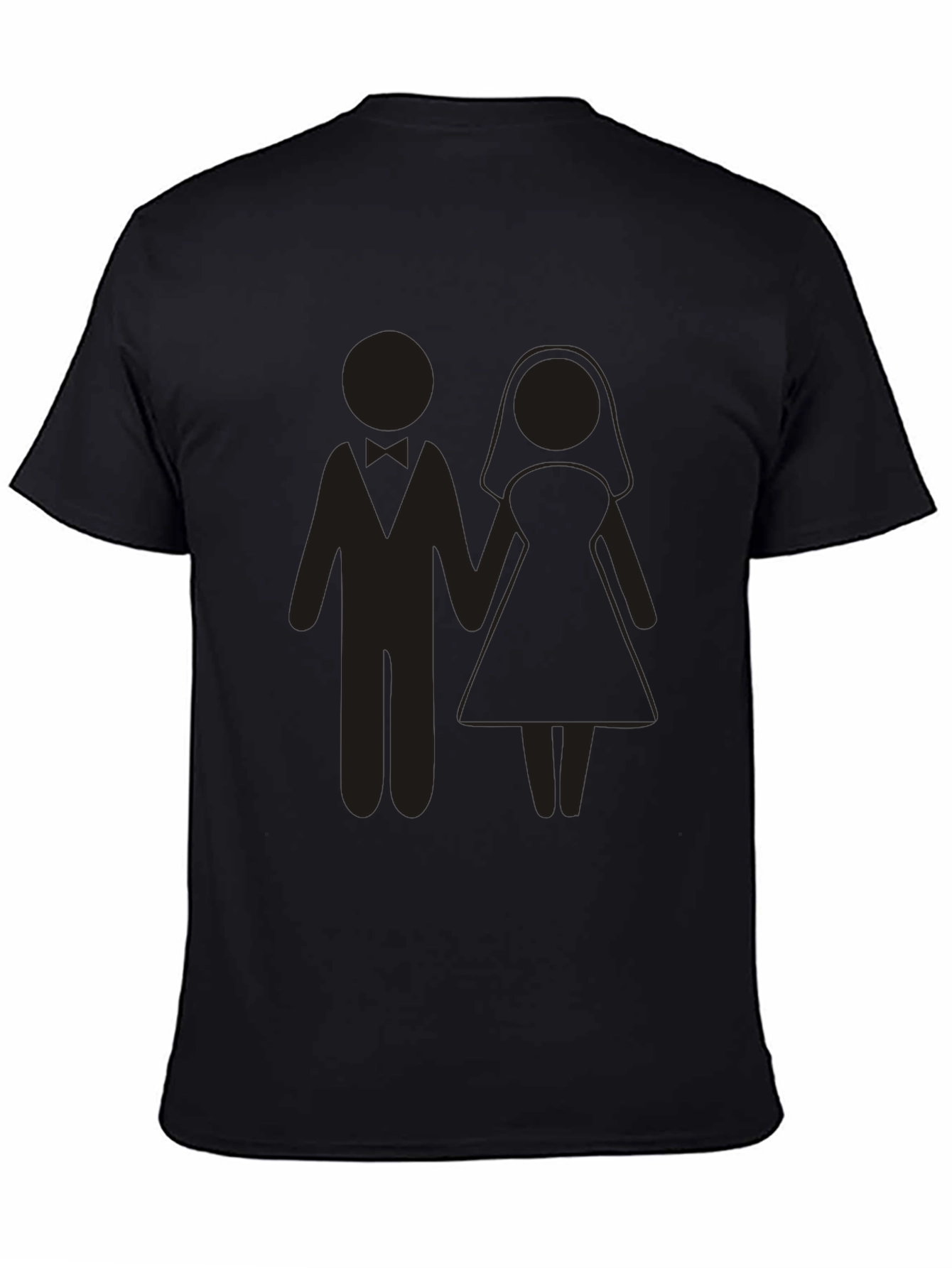 Wedding Couple Graphic Tee - Black Cotton Blend