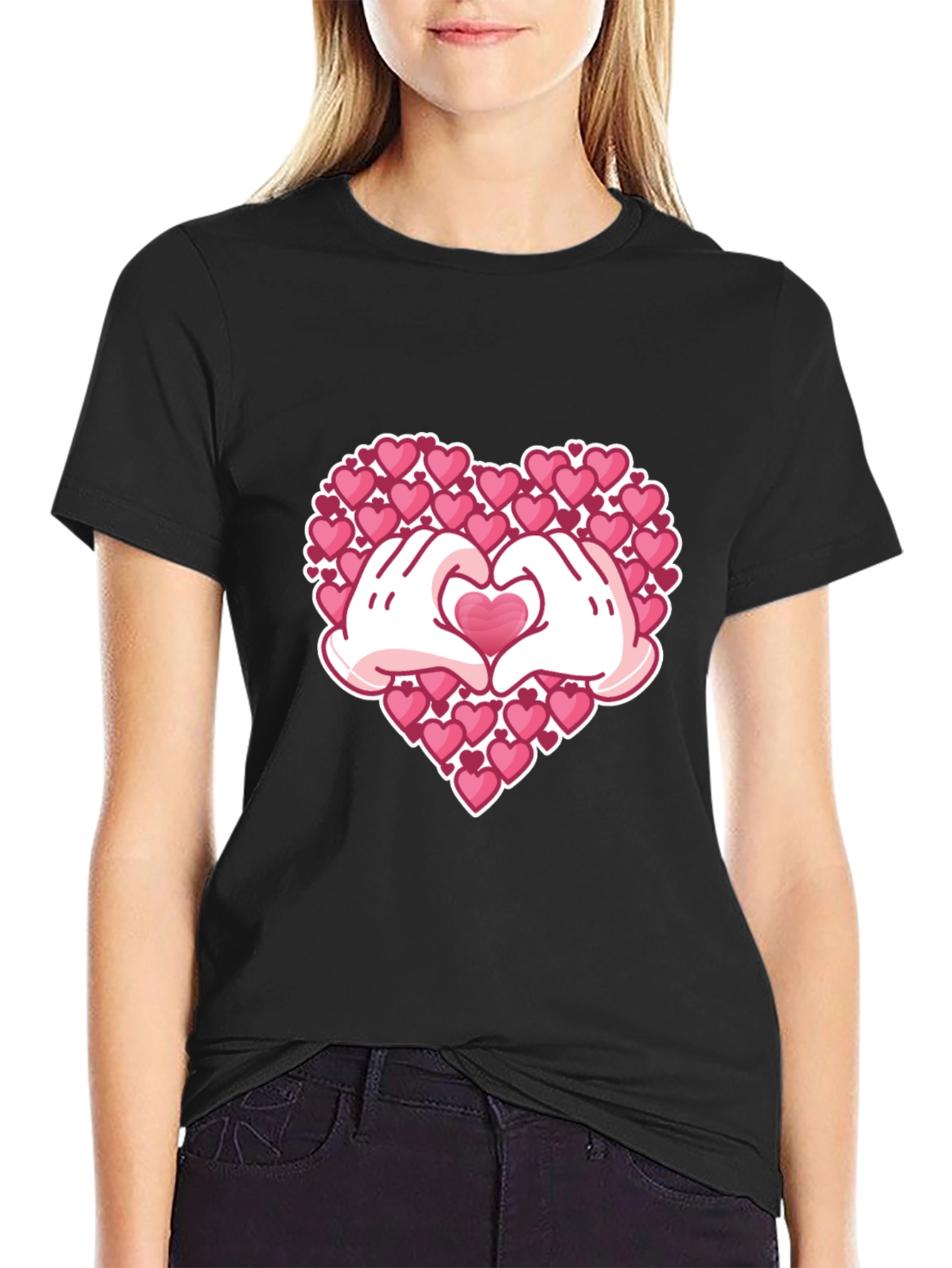 Heart Hands Graphic Tee - Black T-Shirt
