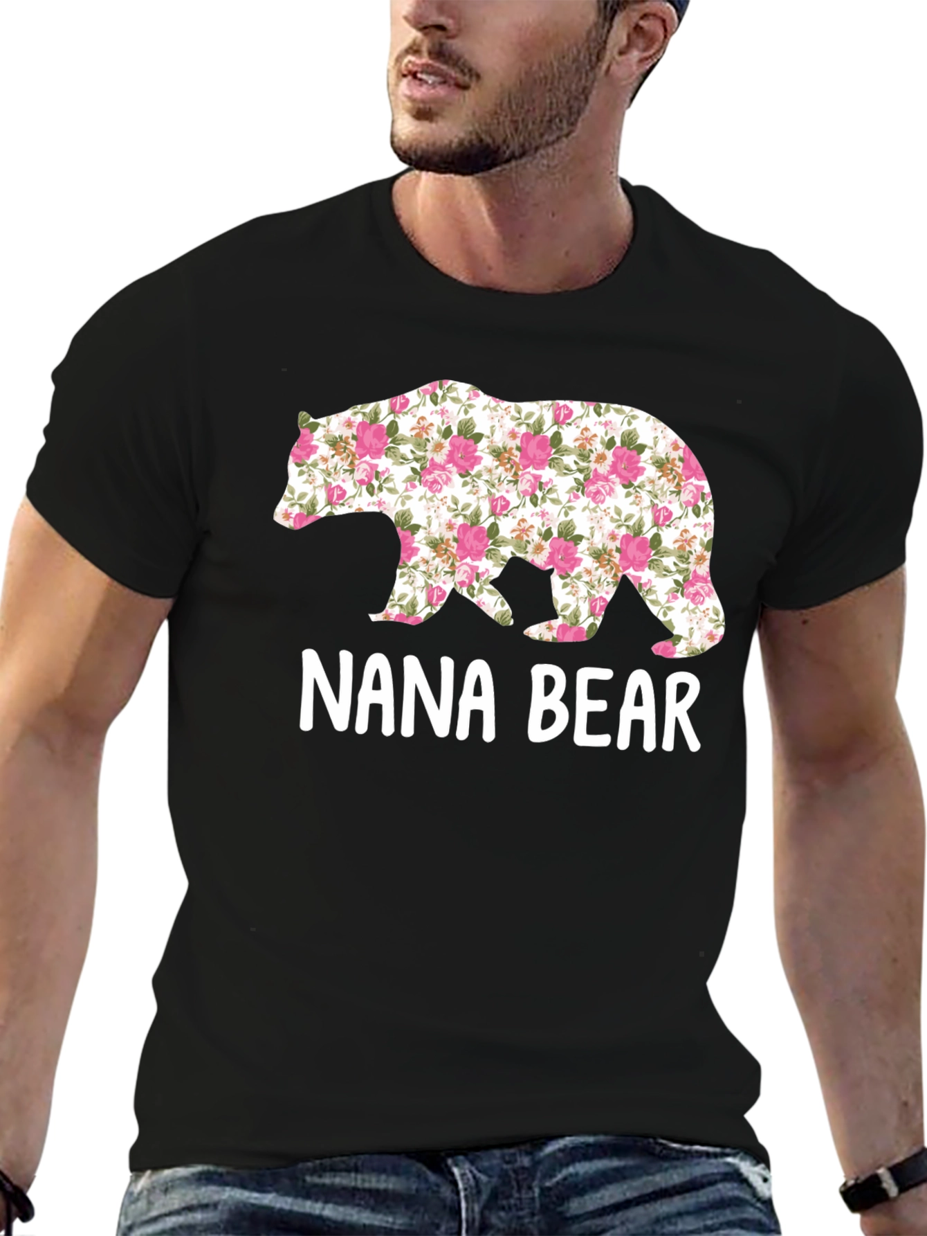 Nana Bear Floral Graphic T-Shirt