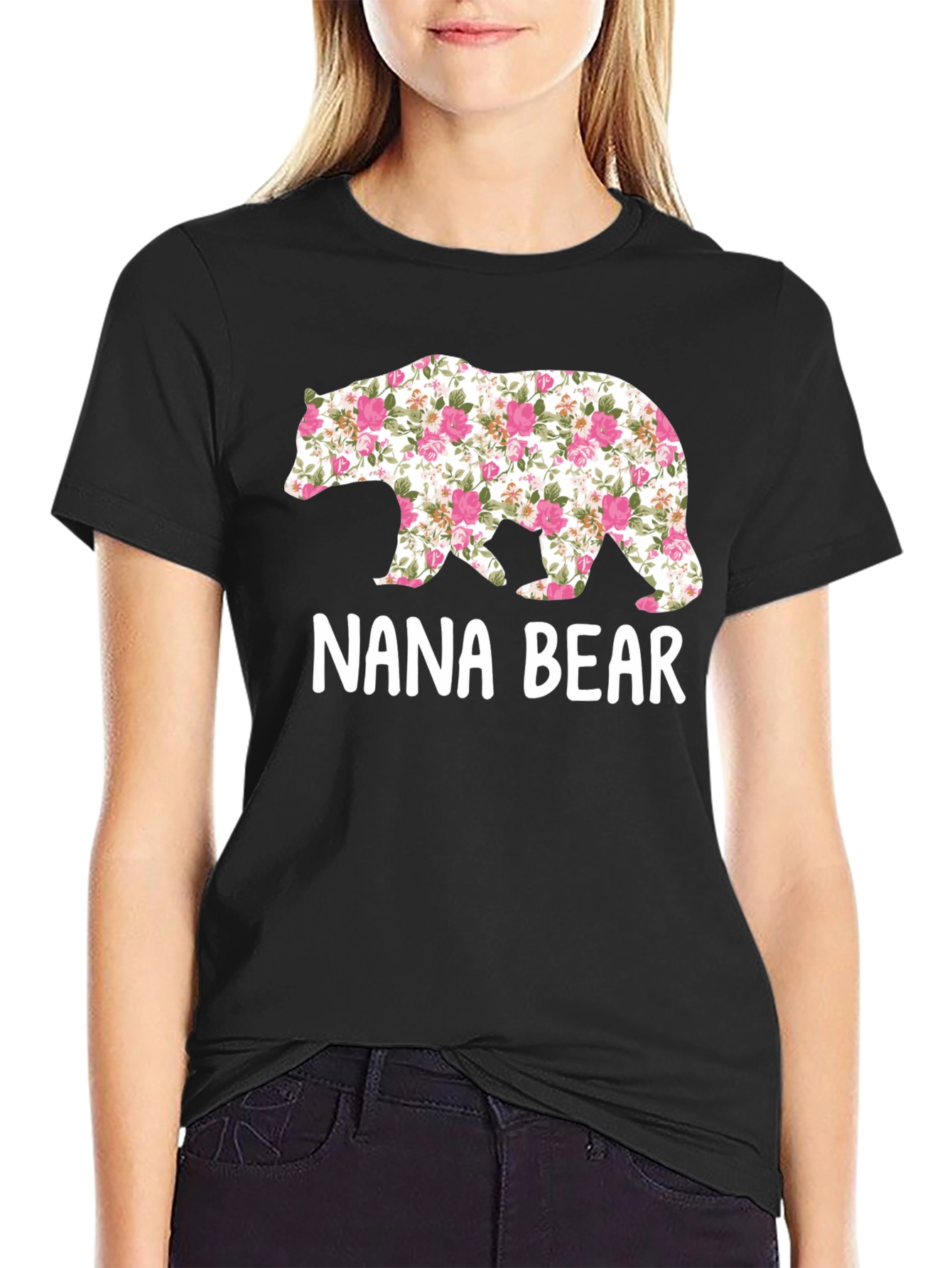 Nana Bear Floral Graphic T-Shirt