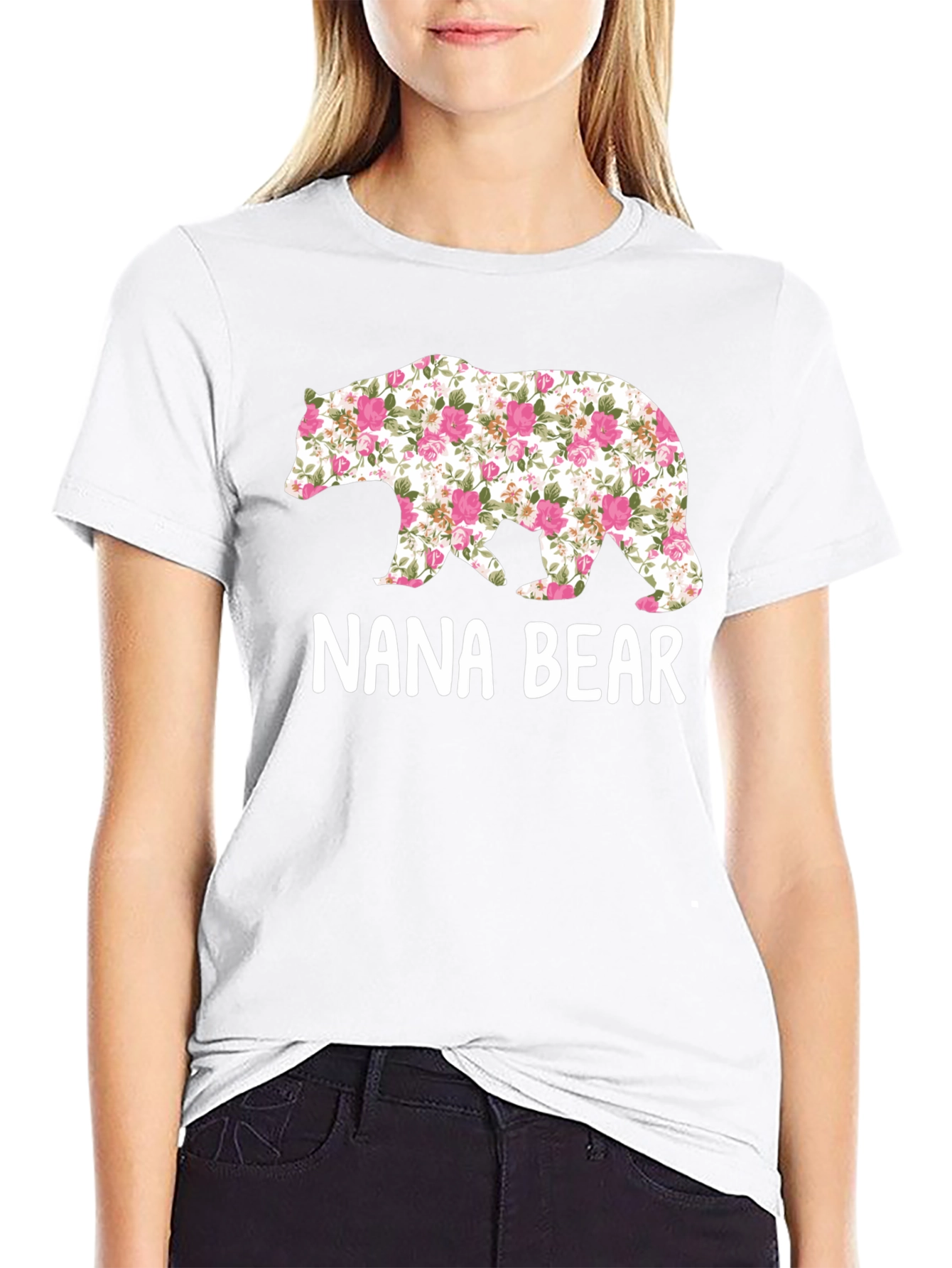 Nana Bear Floral Graphic T-Shirt