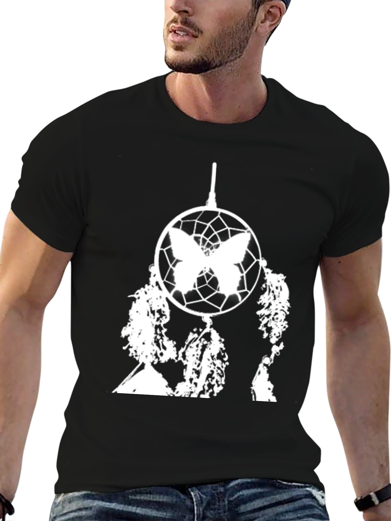 Black T-Shirt with Dreamcatcher Graphic Print