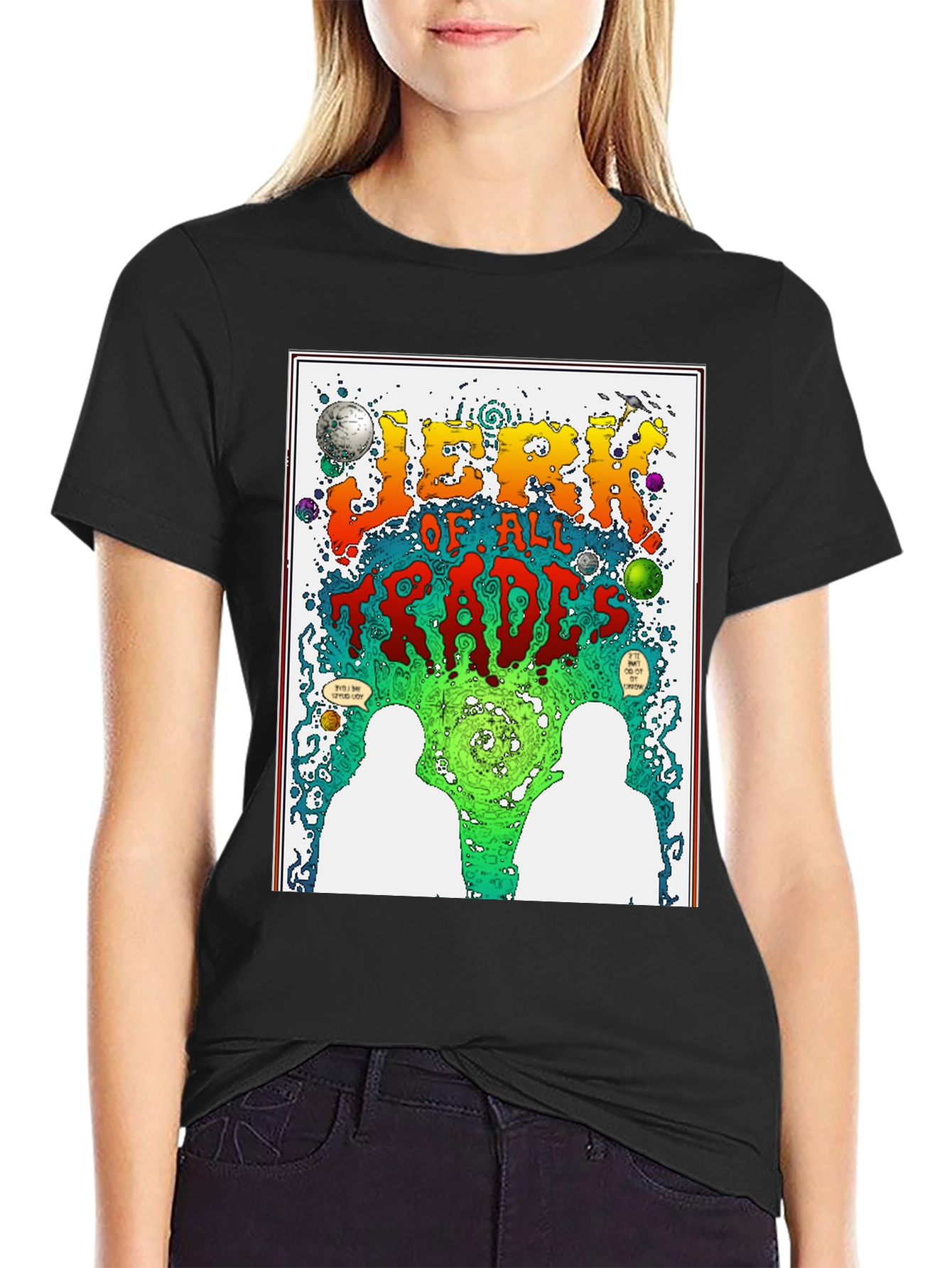 Jerk of All Trades Graphic Print Black T-Shirt