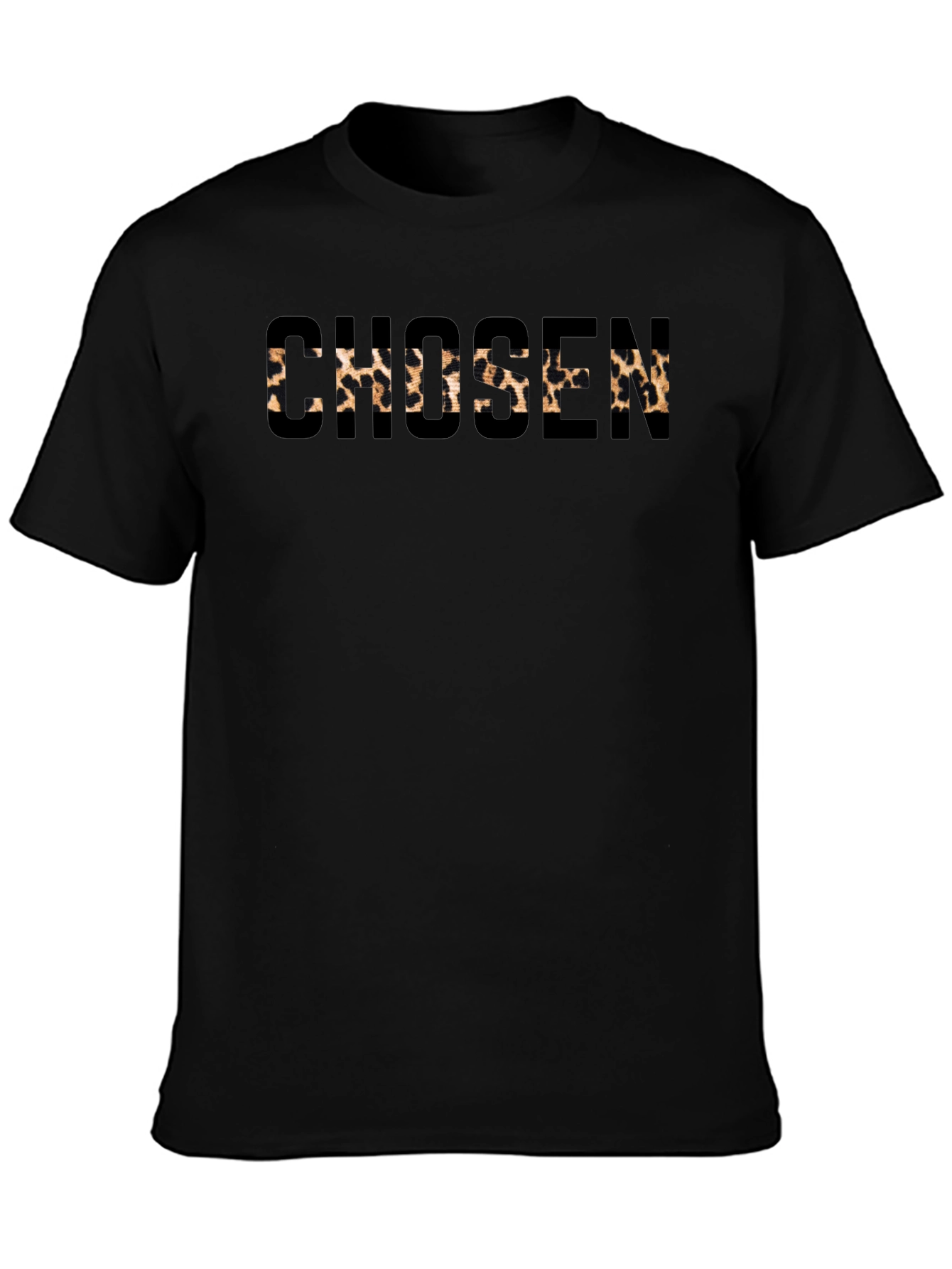 Chosen Leopard Print Mens Black T-Shirt