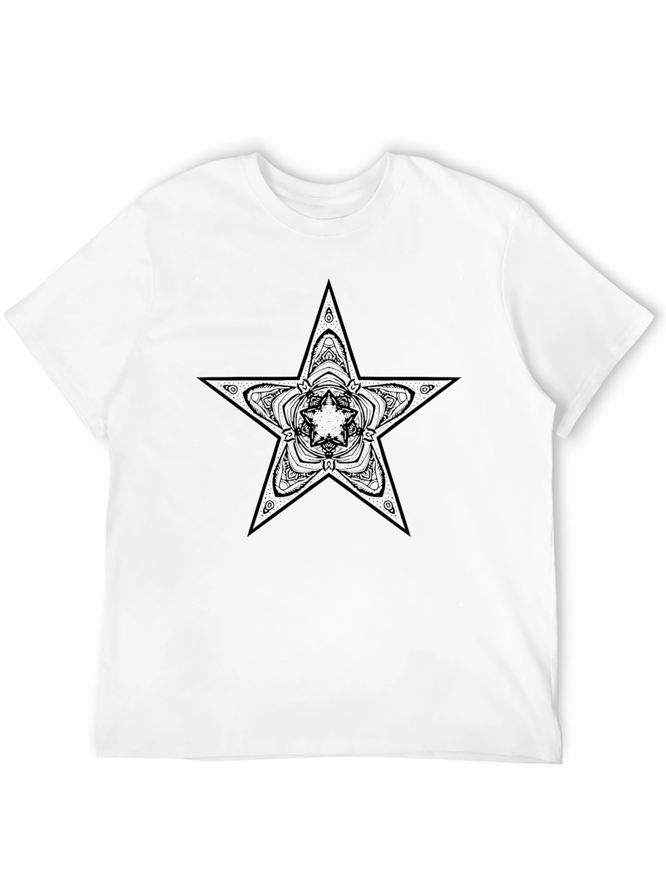 Black Star Mandala Graphic Tee - Casual Comfort