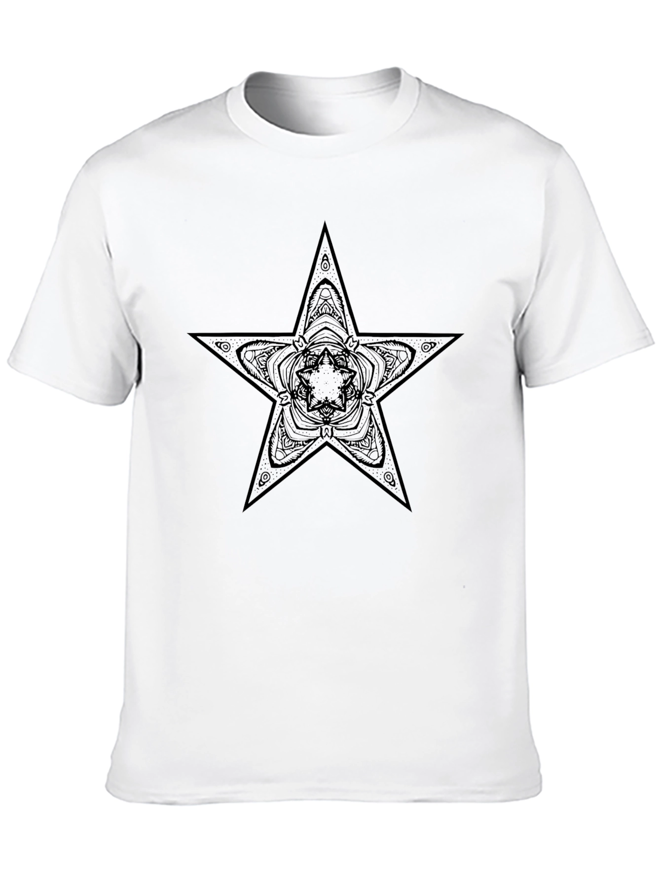 Black Star Mandala Graphic Tee - Casual Comfort