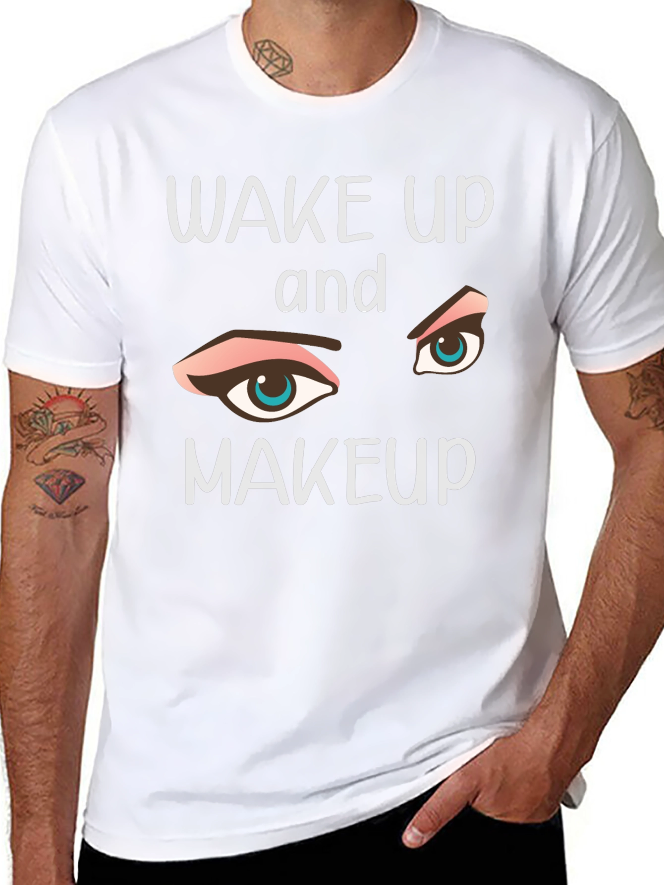 Wake Up and Makeup Graphic Tee - Trendy Style