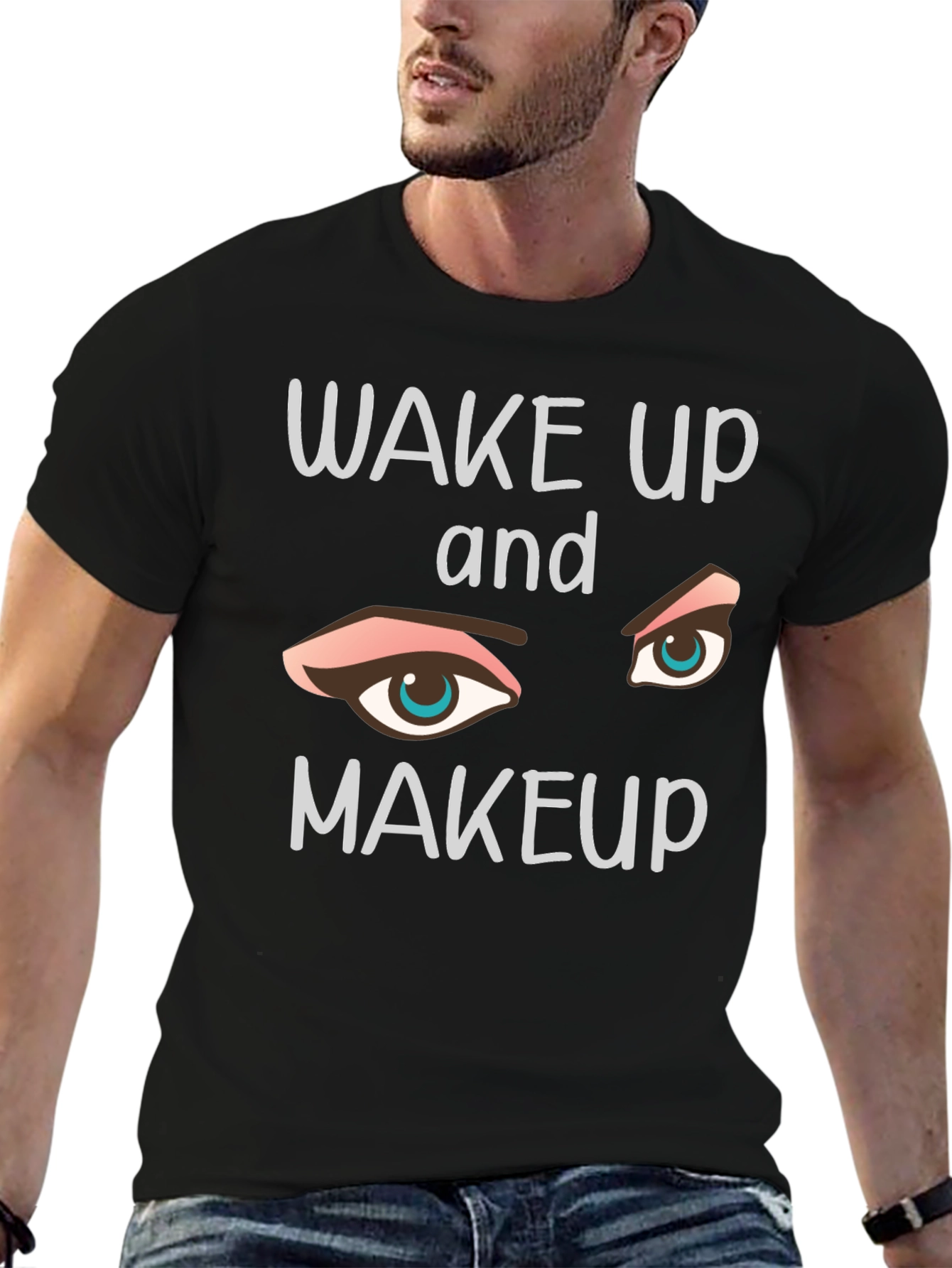 Wake Up and Makeup Graphic Tee - Trendy Style