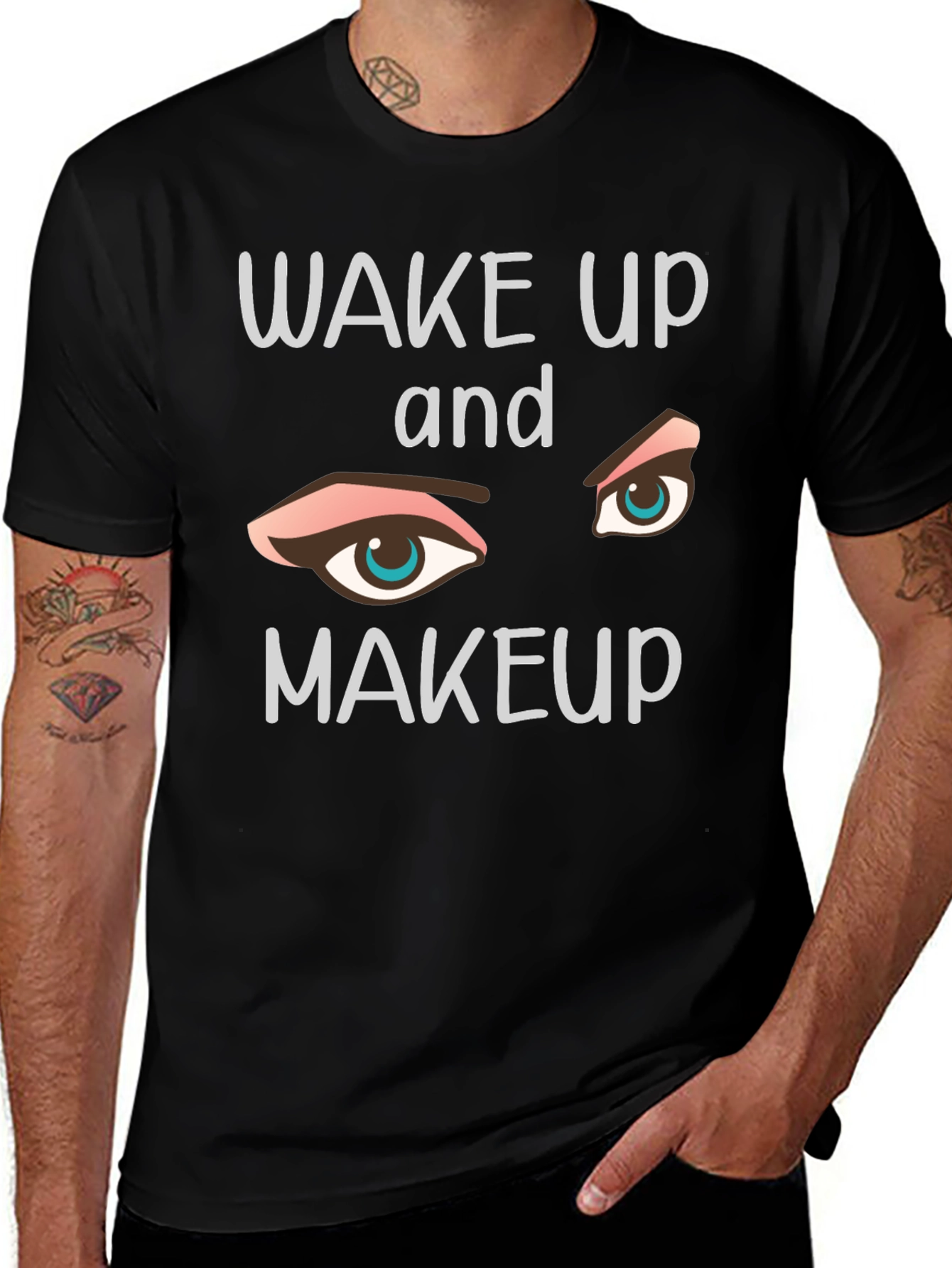 Wake Up and Makeup Graphic Tee - Trendy Style