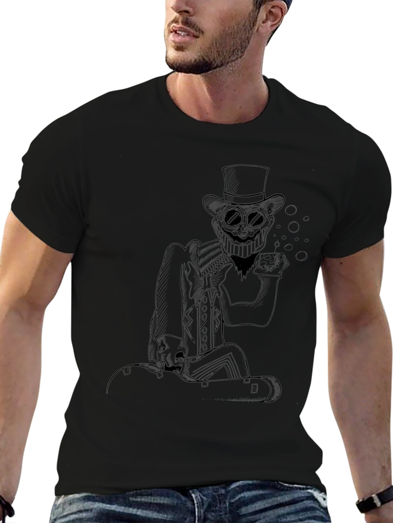 Steampunk Character Graphic Tee - Black