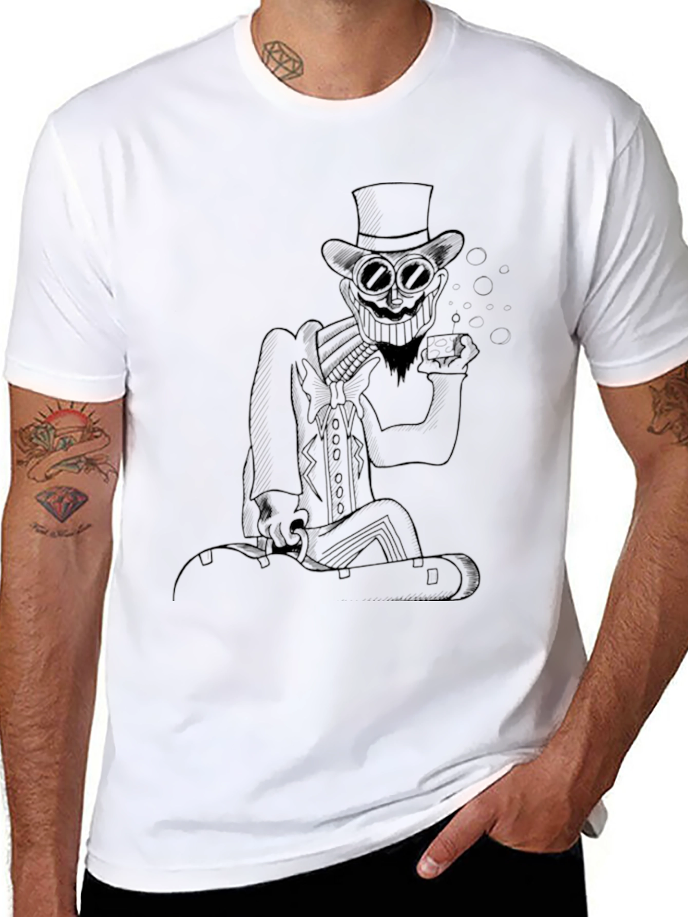 Steampunk Character Graphic Tee - Black